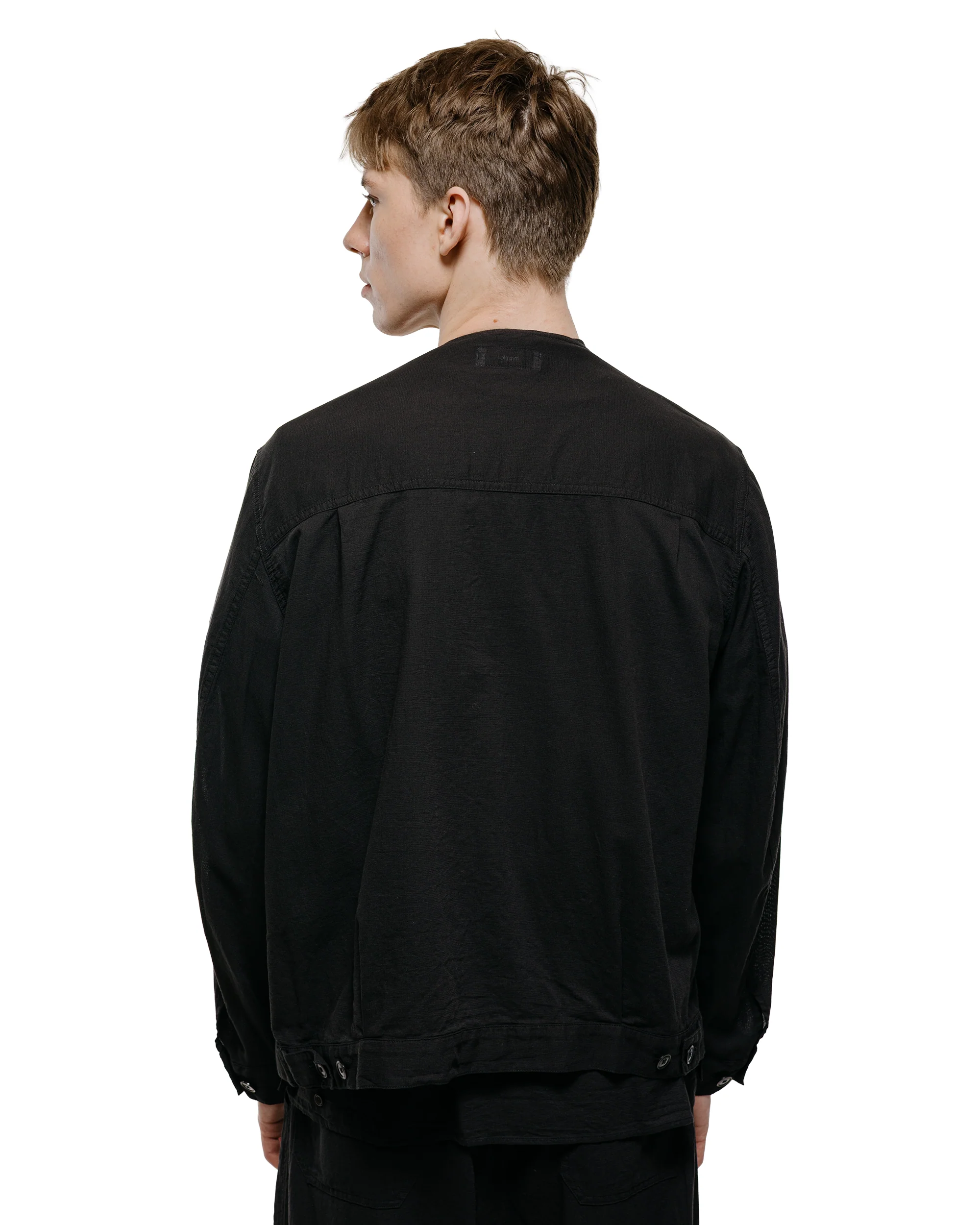 marka No Collar Tracker Jacket High Twisted Dobby Cloth Black - Image 4