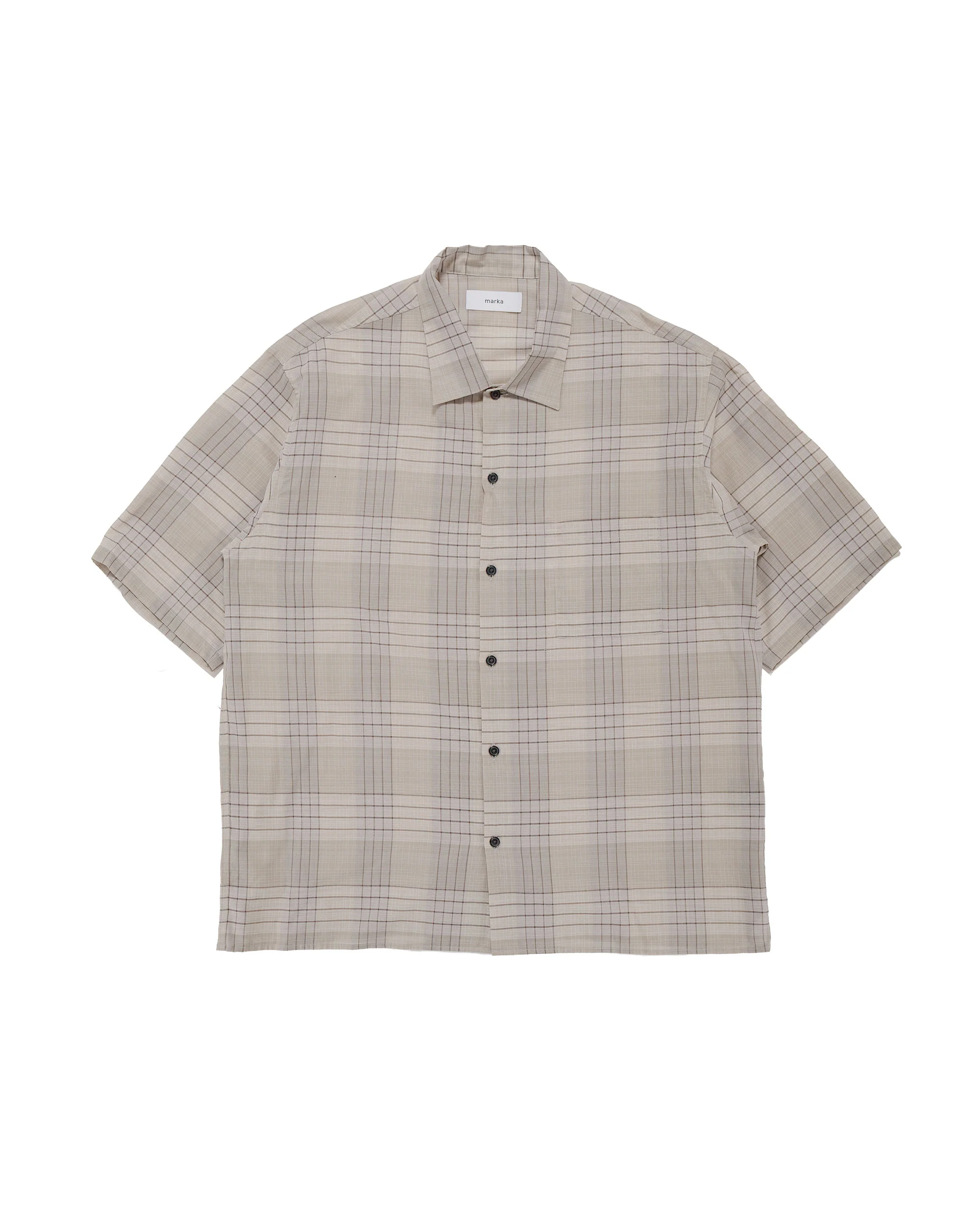 marka Open Collar S/S Shirt Organic Cotton High Twisted Loan Sage Check