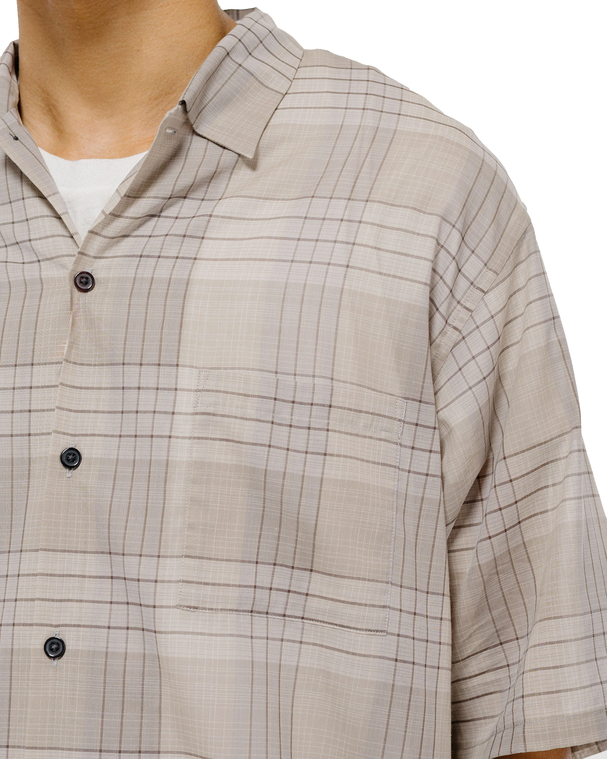 marka Open Collar S/S Shirt Organic Cotton High Twisted Loan Sage Check - Image 3