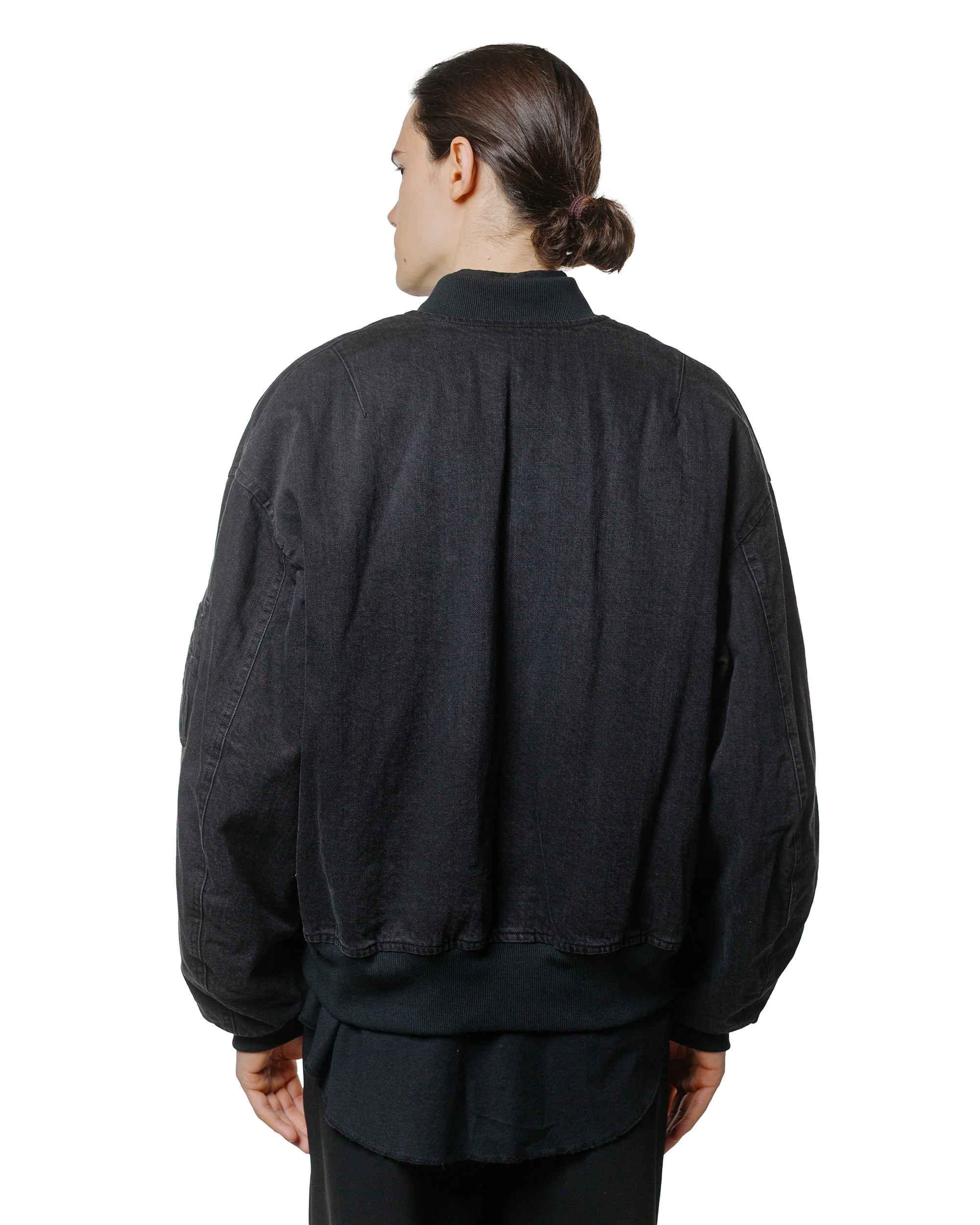 marka Puffed Denim Bomber Jacket Organic Cotton 12oz Denim Black - Image 3