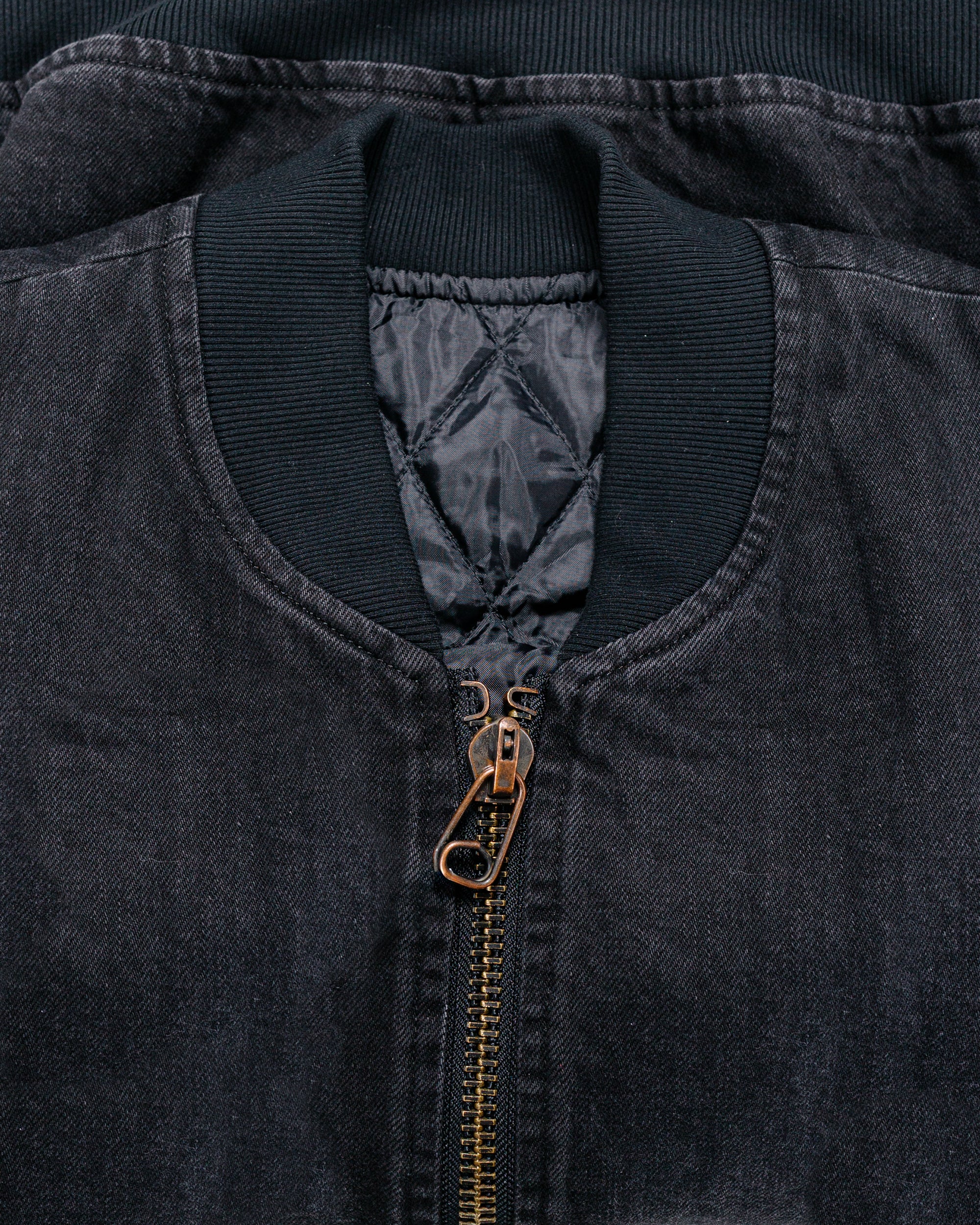 marka Puffed Denim Bomber Jacket Organic Cotton 12oz Denim Black - Image 5
