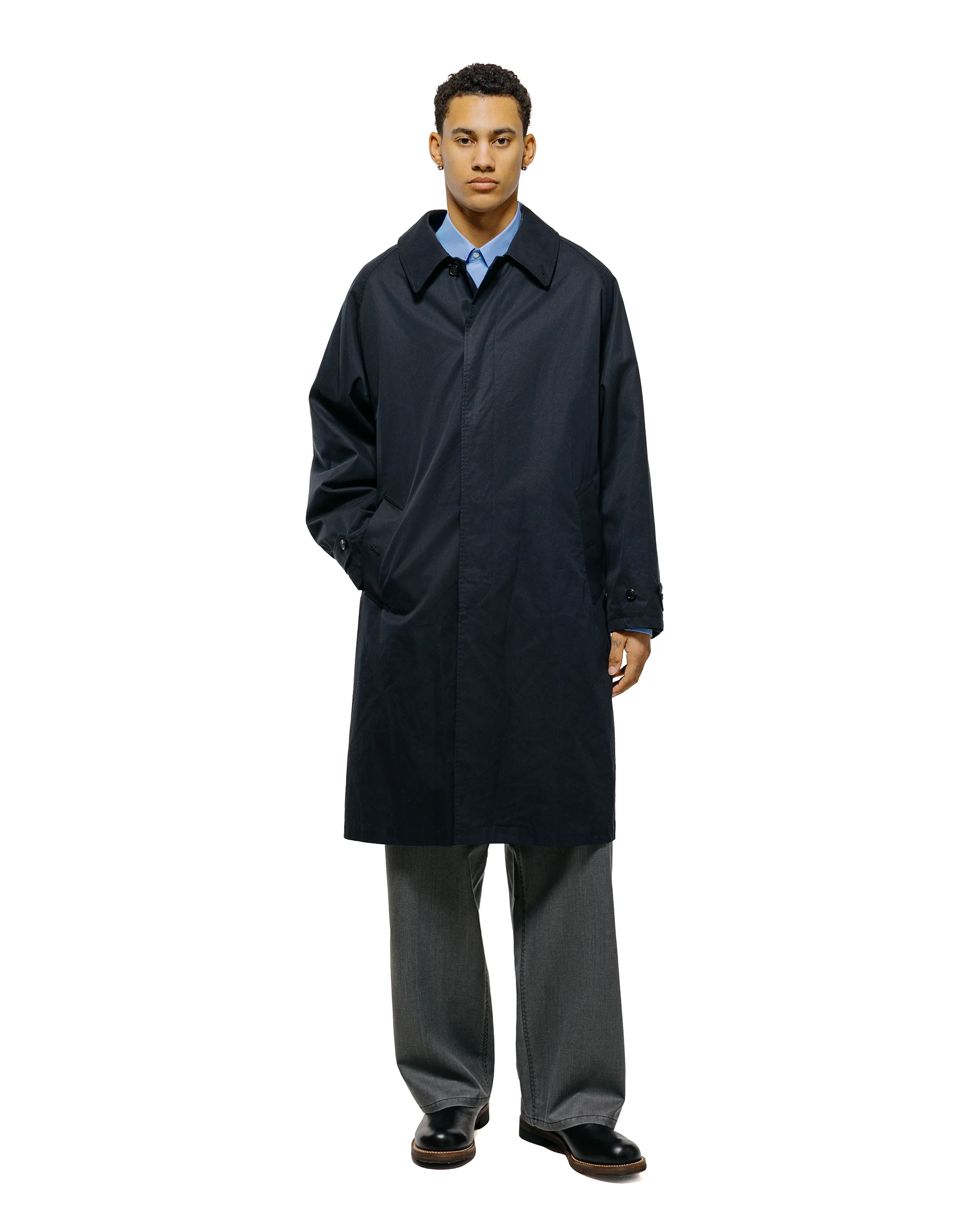 marka Raglan Sleeve Coat Organic 60/2 Gabardine Bio Black - Image 2