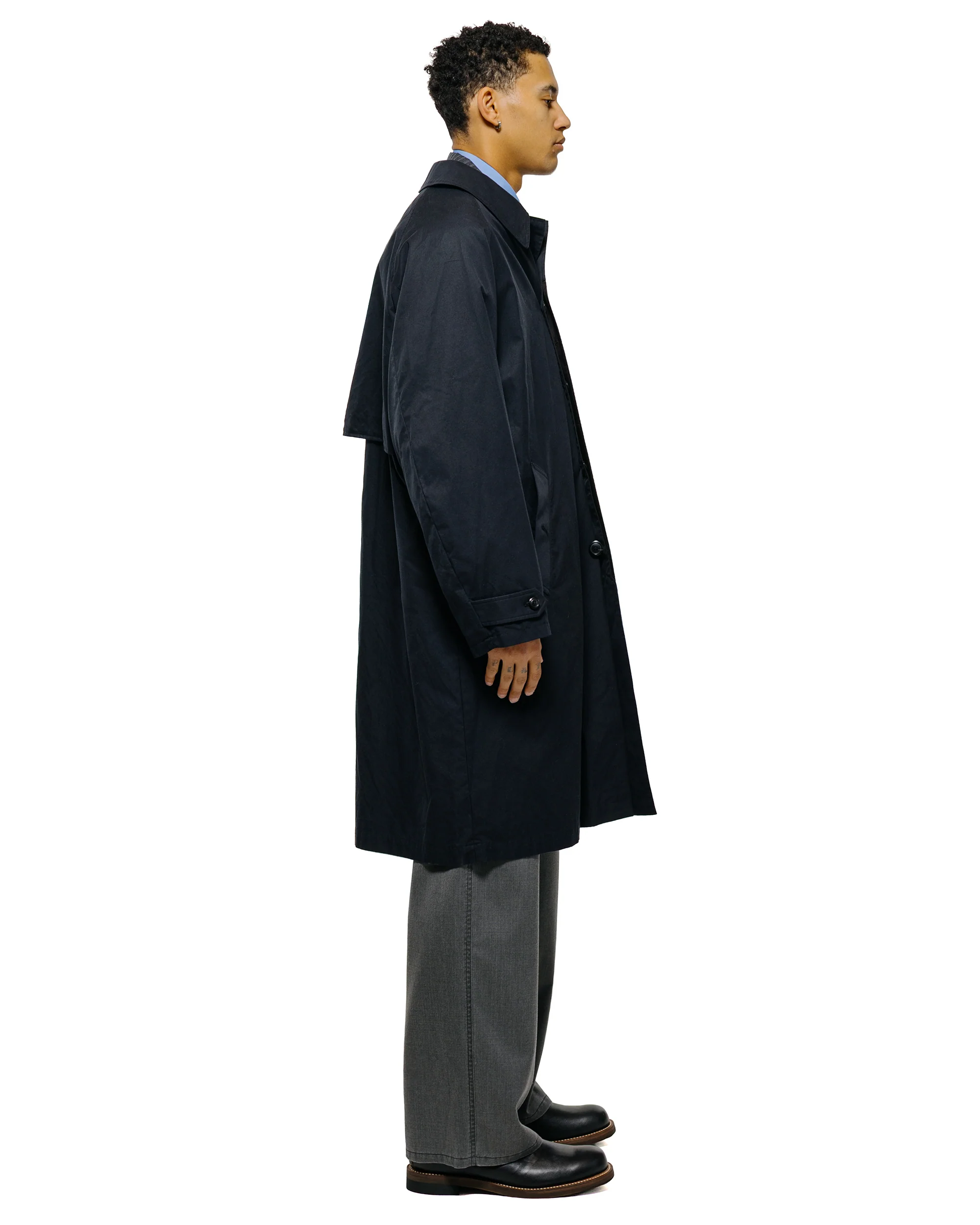 marka Raglan Sleeve Coat Organic 60/2 Gabardine Bio Black - Image 3
