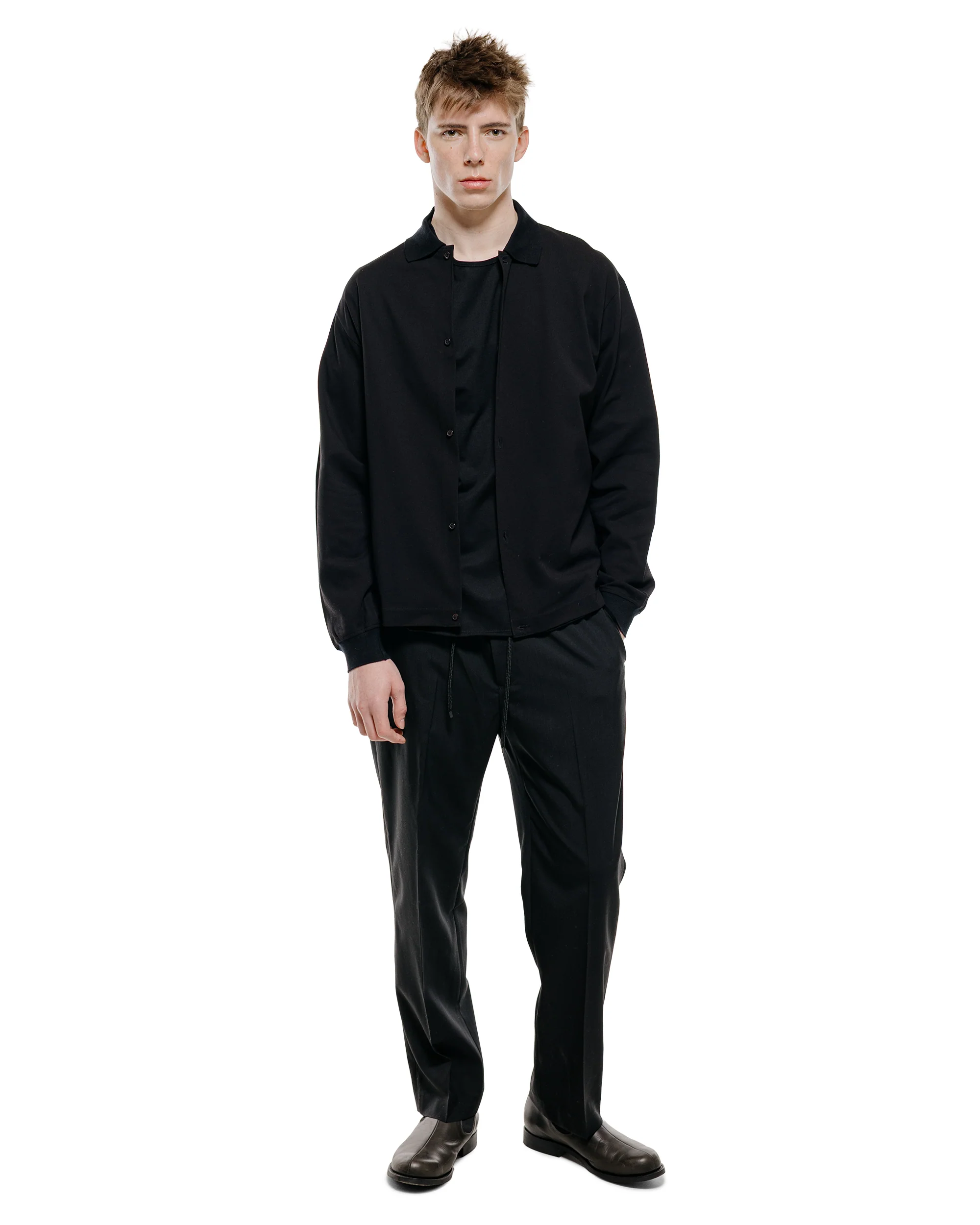 marka Shirt Cardigan Cotton High Twisted Pique Black - Image 4