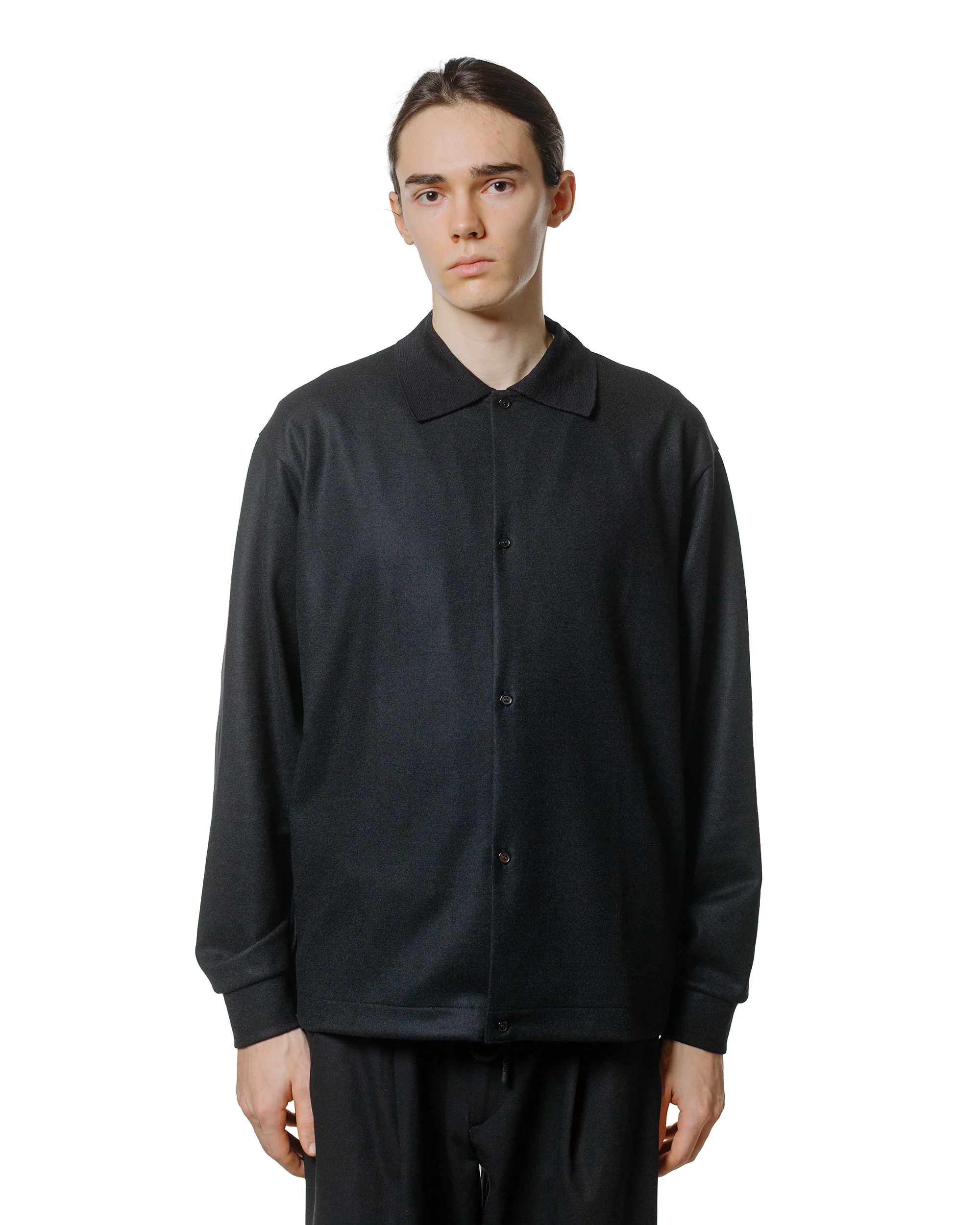 marka Shirt Cardigan Super 140s Wool Knit Black - Image 2