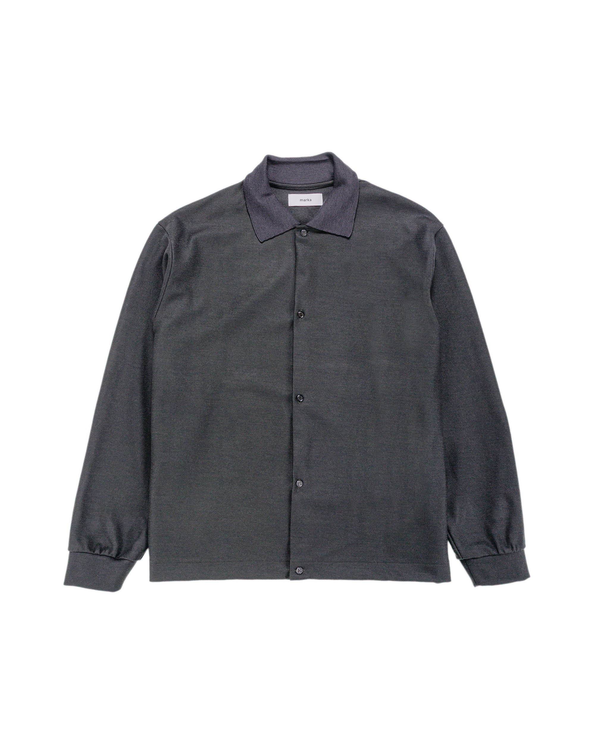 marka Shirt Cardigan Super 140s Wool Knit Charcoal