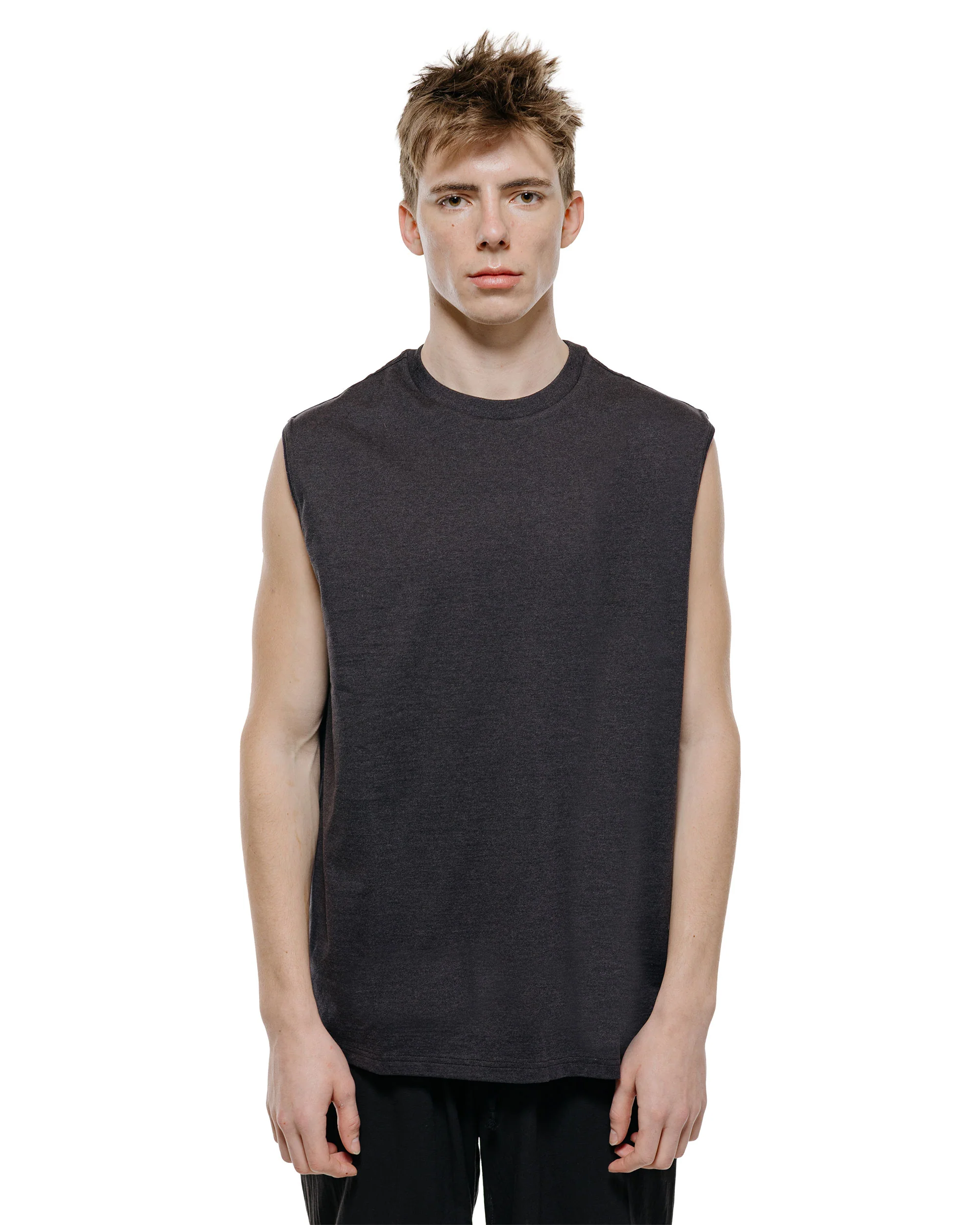 marka Sleeveless Tee 40/2 Organic Cotton Knit Heather Black - Image 2