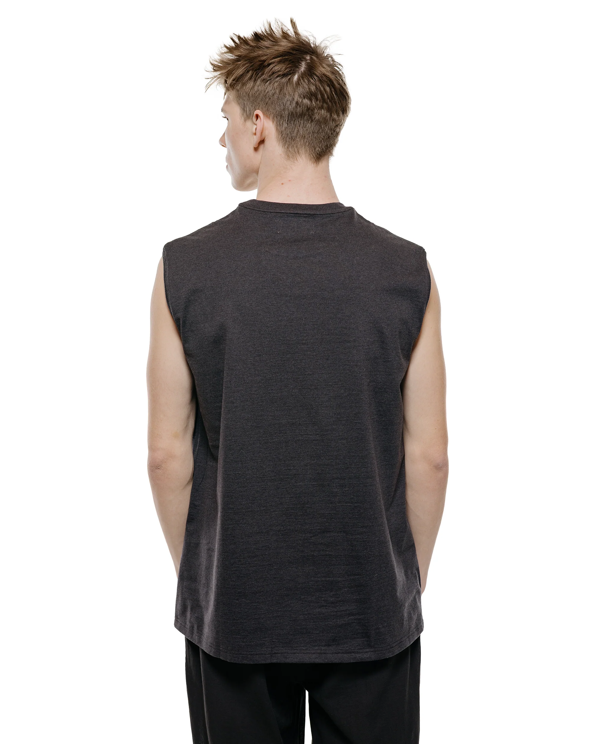 marka Sleeveless Tee 40/2 Organic Cotton Knit Heather Black - Image 3