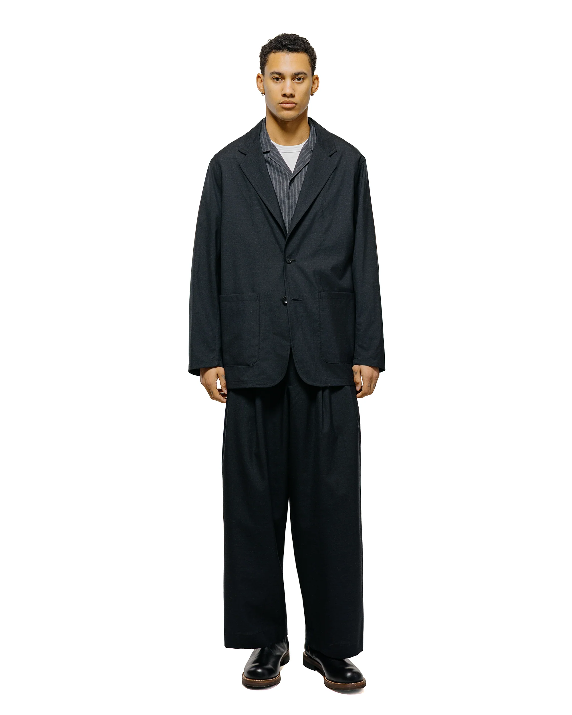 marka Stroll Around Jacket 2/72 Wool Tropical Washer Chambray Black - Image 4
