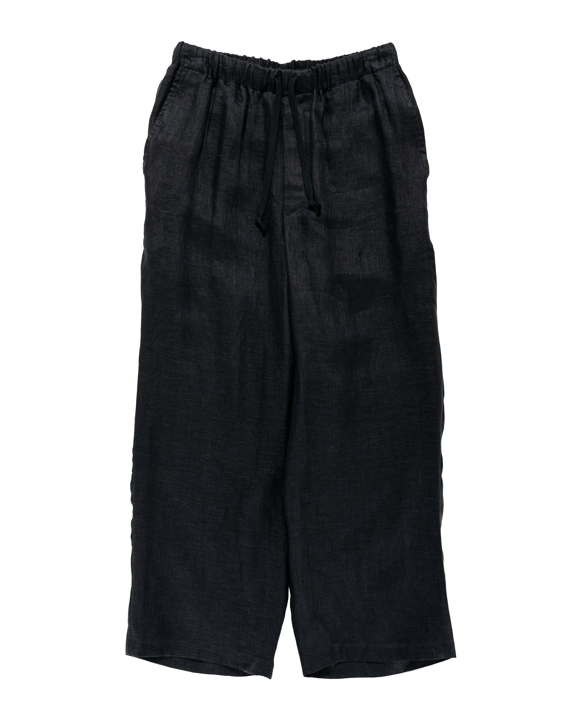 marka Wide Cylinder Fit Easy Pants Linen Gauze Double Cloth Black