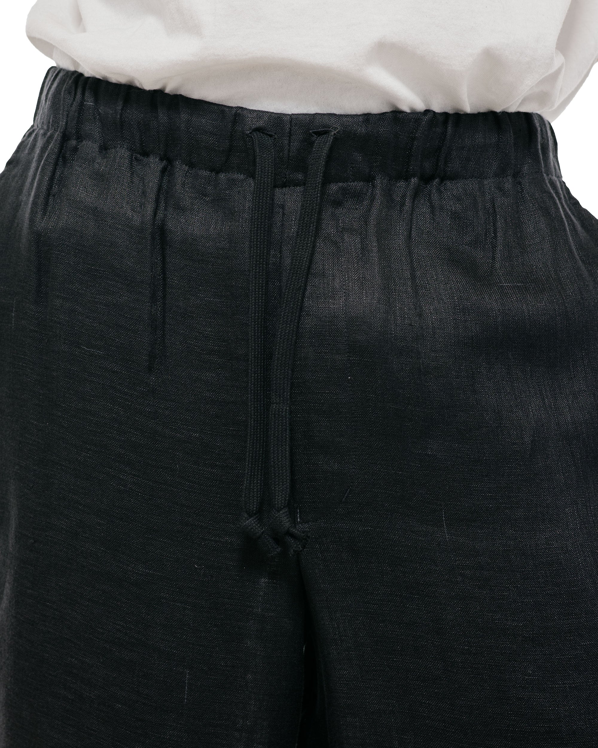 marka Wide Cylinder Fit Easy Pants Linen Gauze Double Cloth Black - Image 3