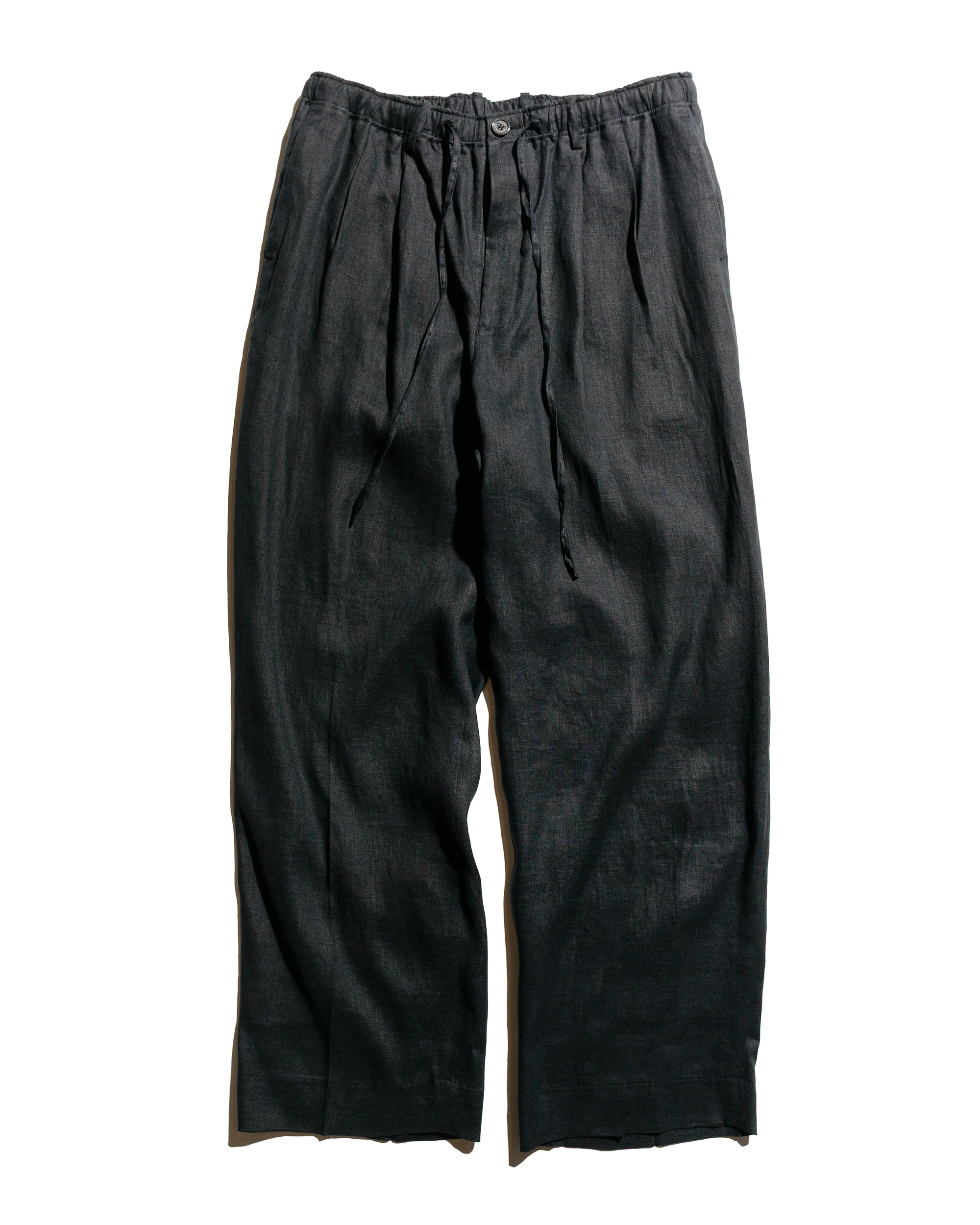 MARKAWARE Classic Fit Two Tuck Easy Trousers Hemp Shirting Black