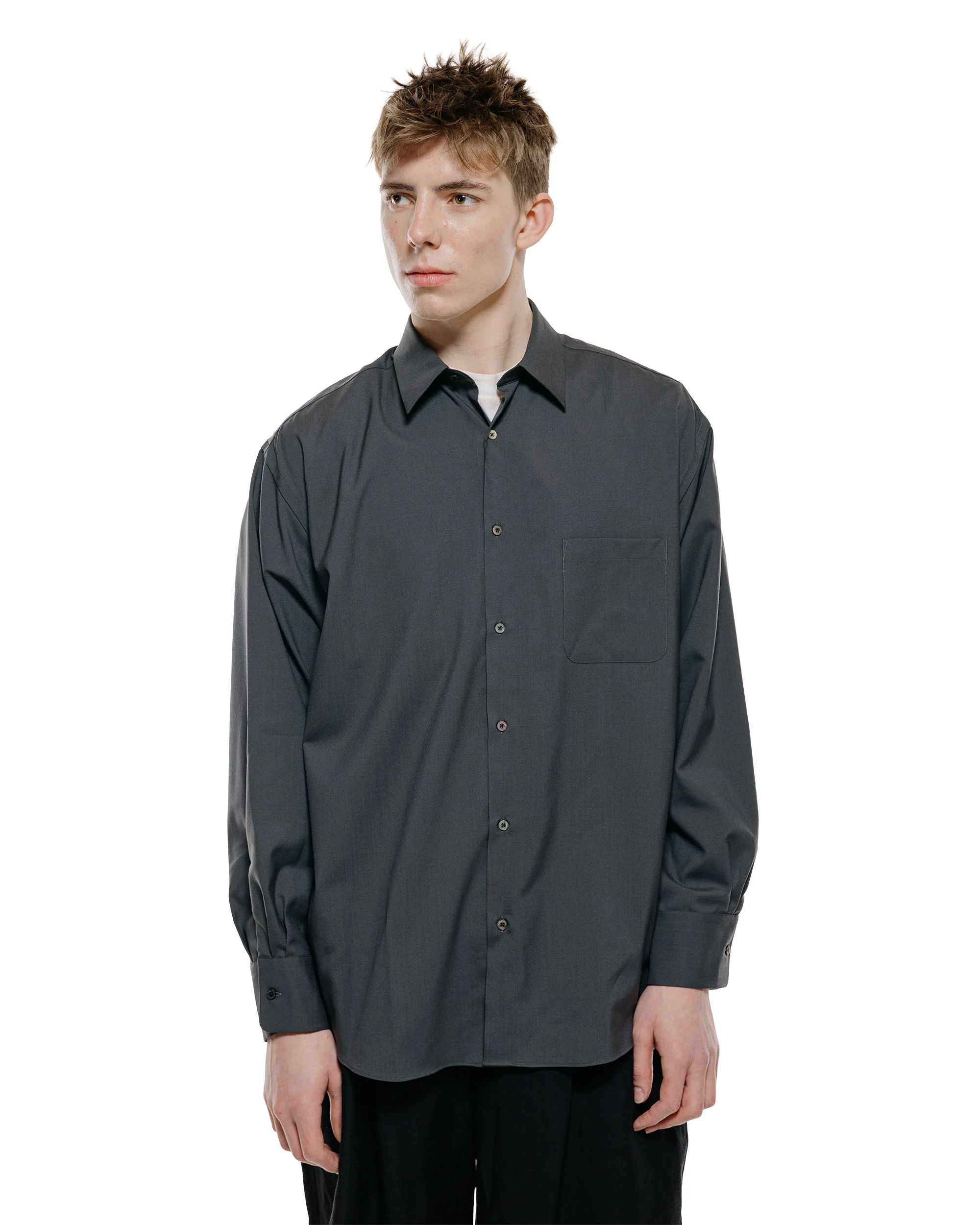 MARKAWARE Comfort Fit Shirt Organic Wool 2/80 Tropical Charcoal - Image 2