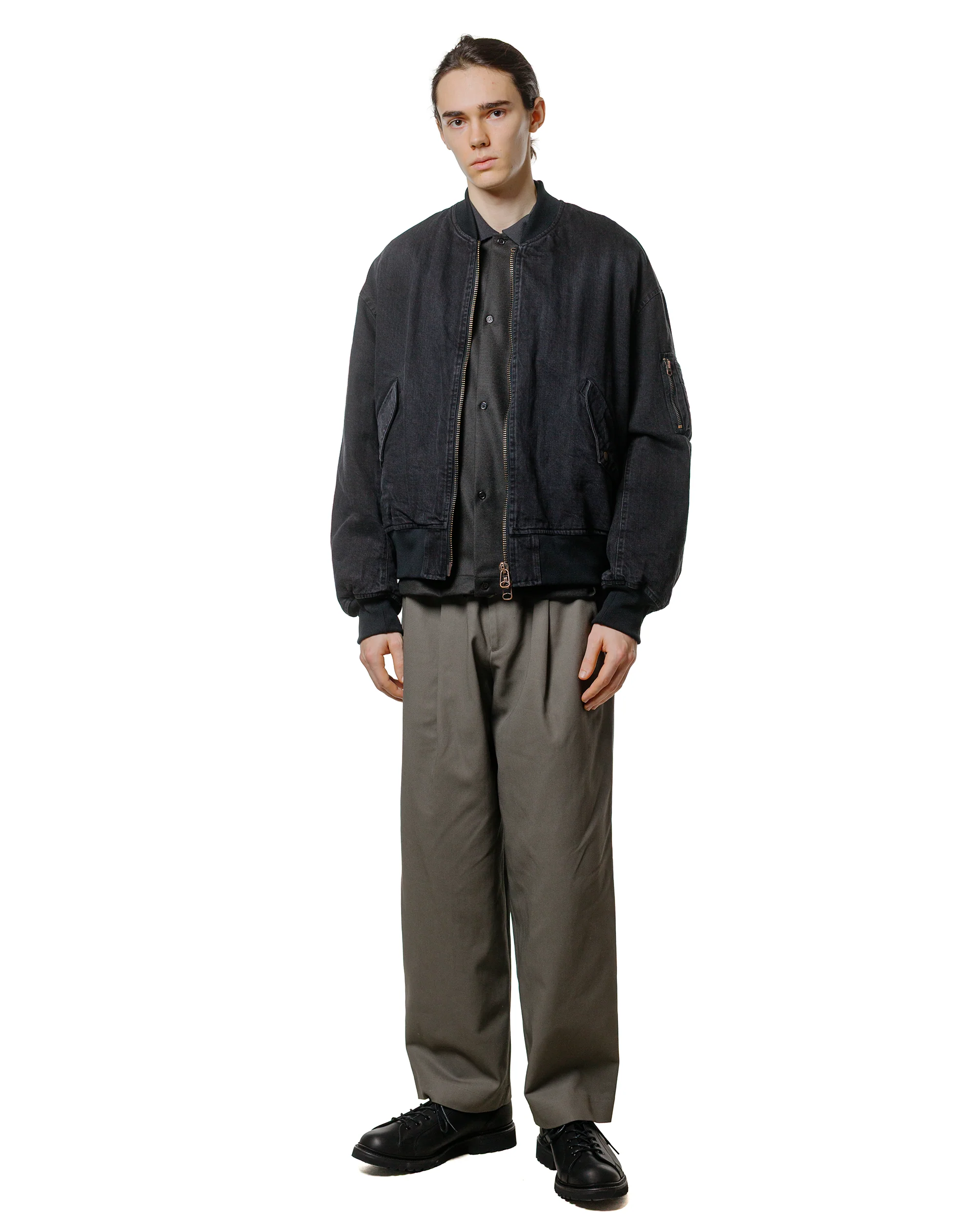 MARKAWARE Double Pleated Easy Trousers Organic Cotton Survival Cloth Gray - Image 4