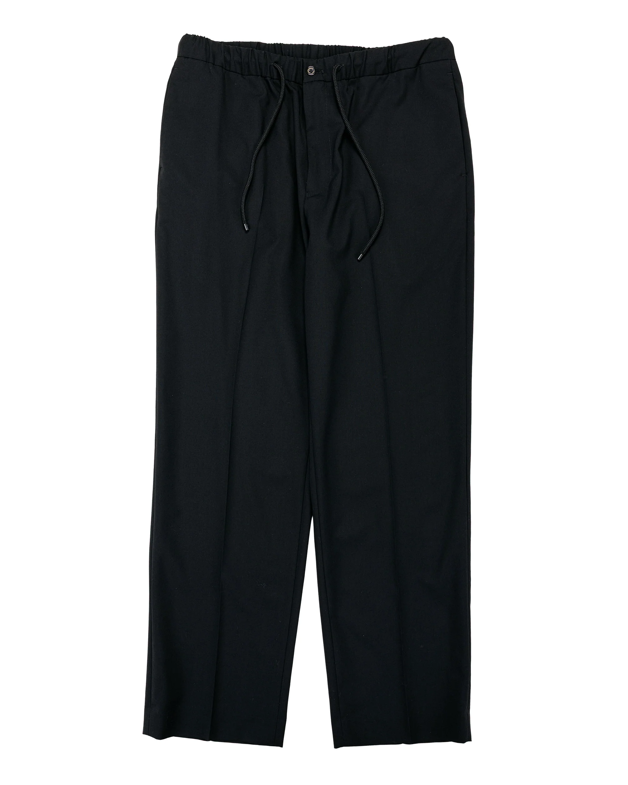 MARKAWARE Flat Tapered Easy Trousers Organic Wool 2/80 Tropical Black