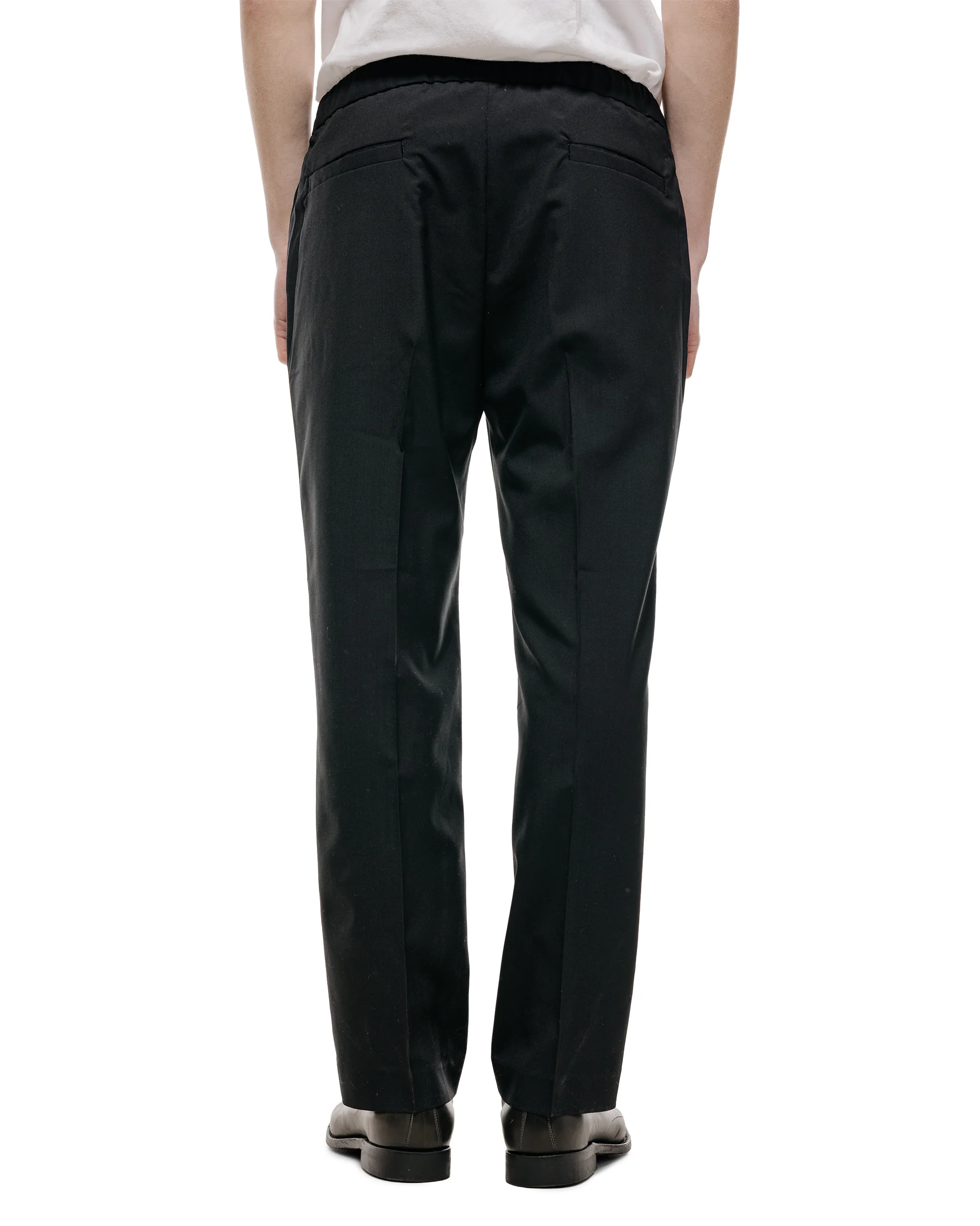MARKAWARE Flat Tapered Easy Trousers Organic Wool 2/80 Tropical Black - Image 3