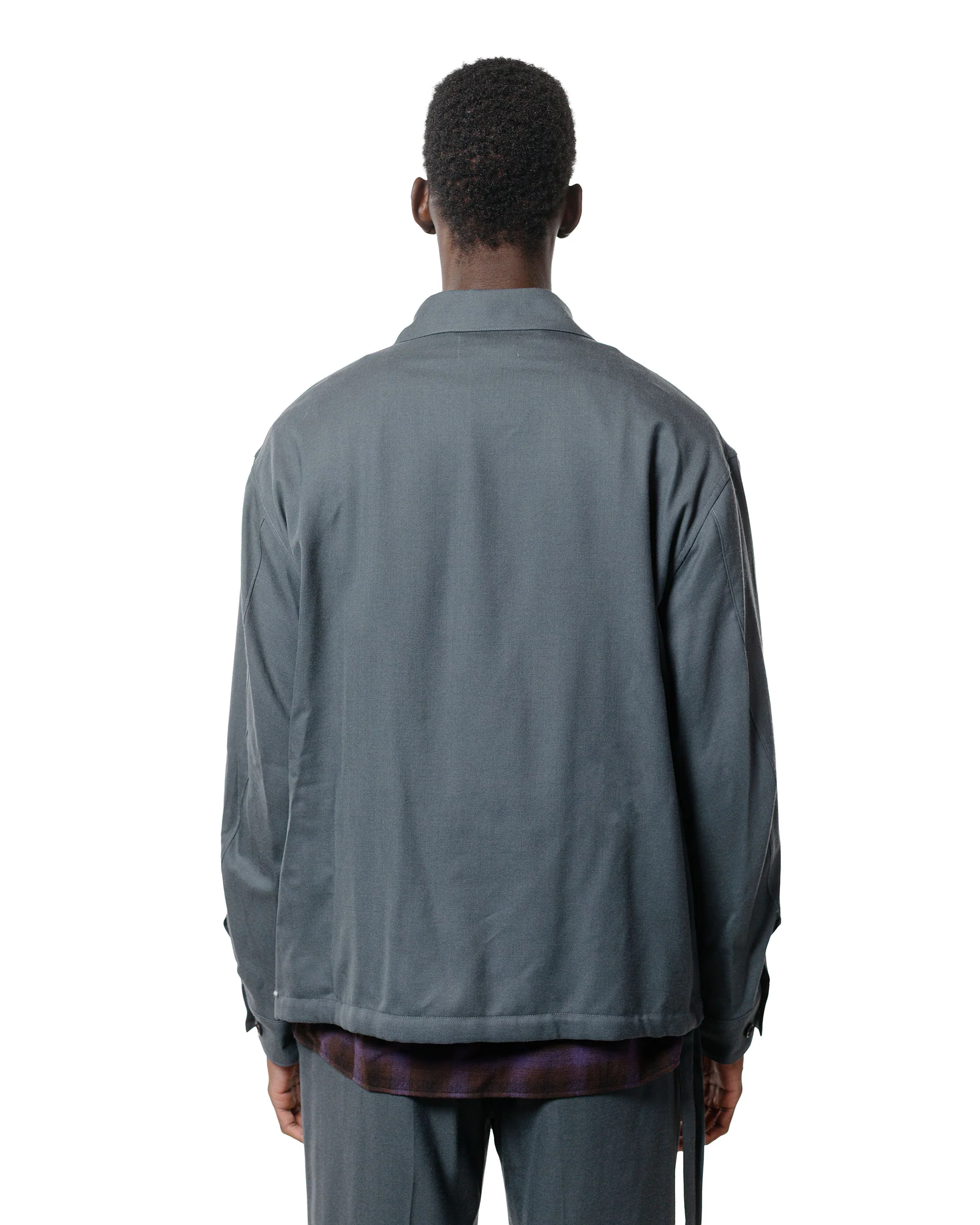 MARKAWARE Half Zip Service Jacket 2/80 Organic Wool Viyella Forest Grey - Image 3