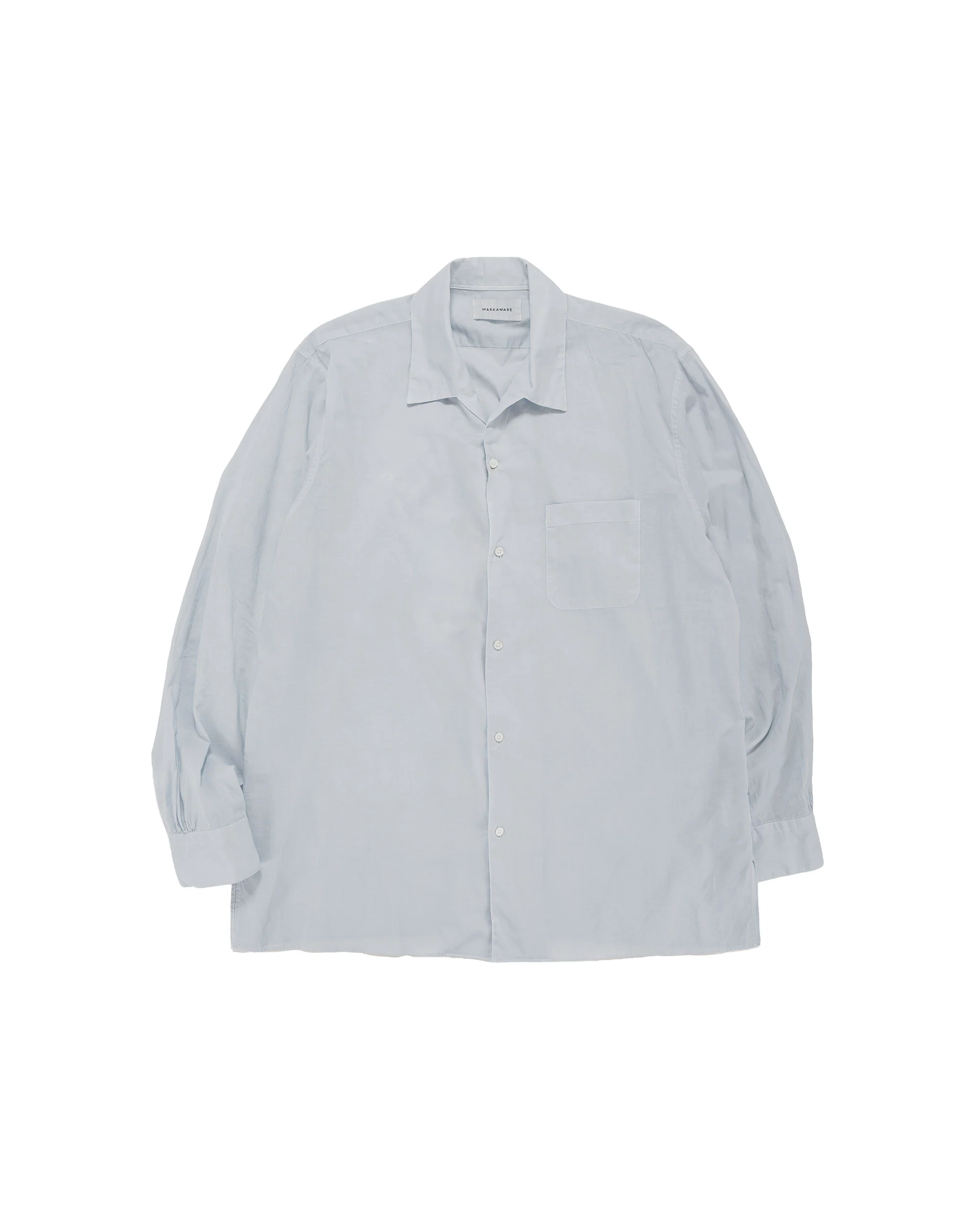 MARKAWARE Italian Open Collar Shirt Organic Cotton 90/1 Lawn Ice