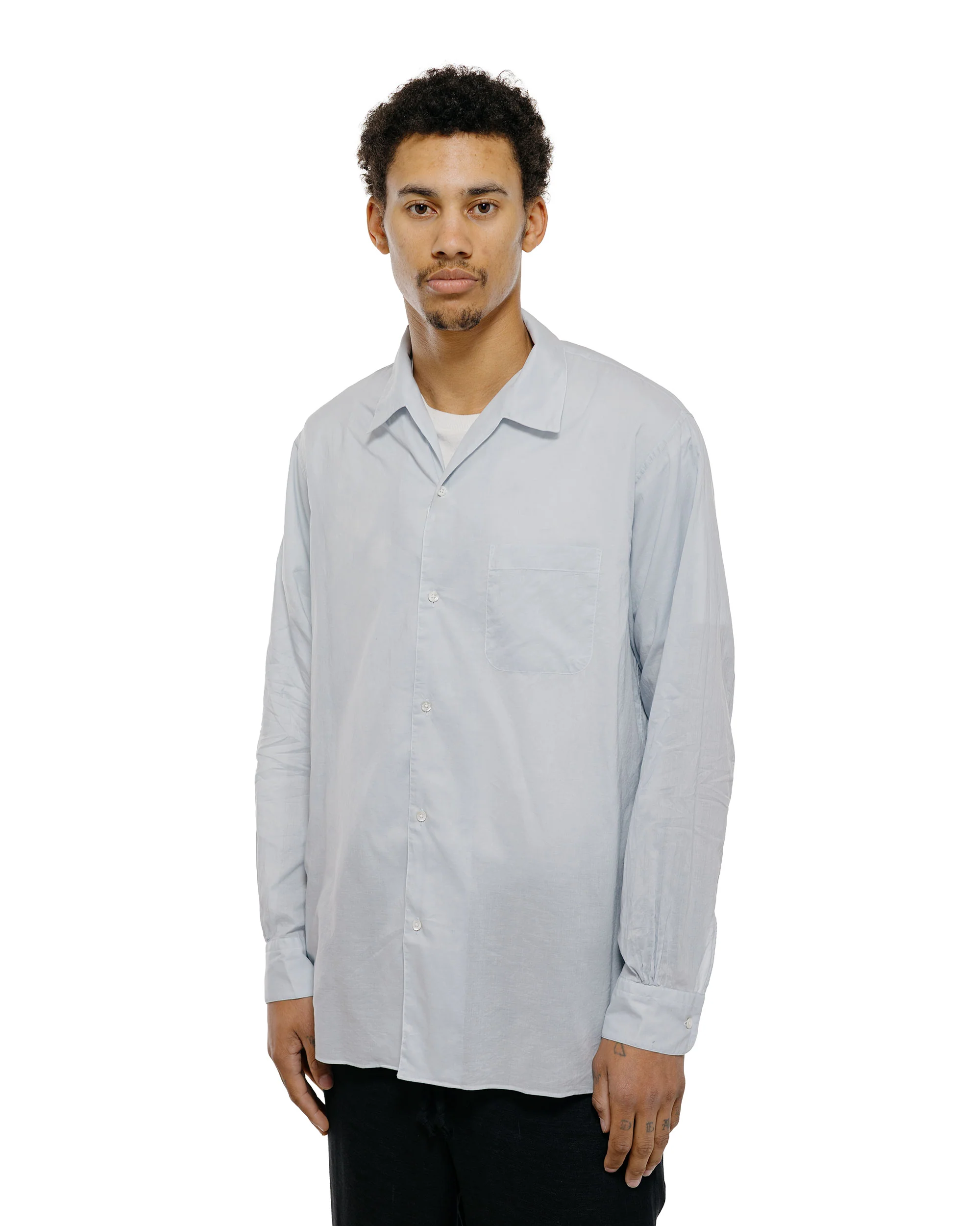MARKAWARE Italian Open Collar Shirt Organic Cotton 90/1 Lawn Ice - Image 2