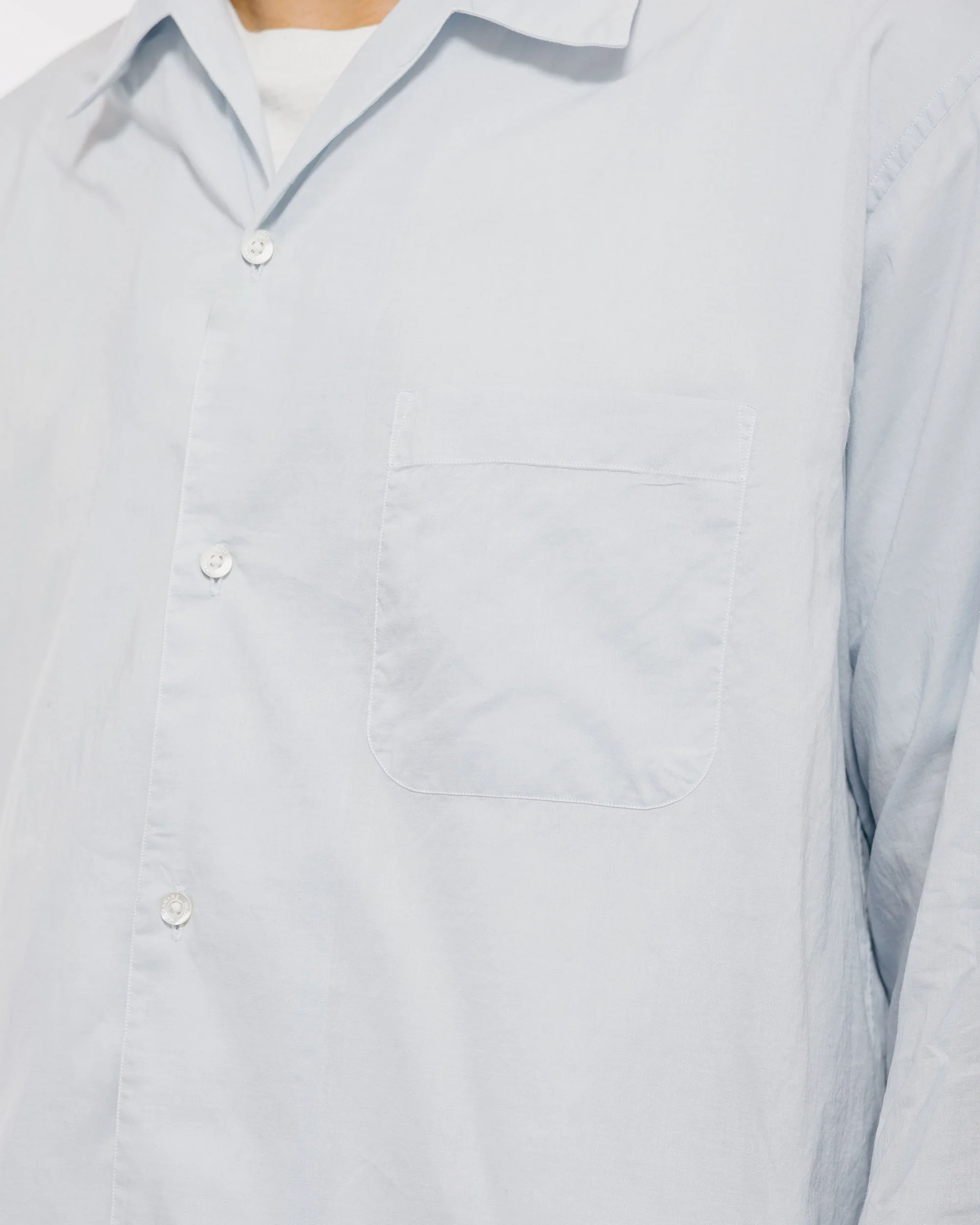 MARKAWARE Italian Open Collar Shirt Organic Cotton 90/1 Lawn Ice - Image 3