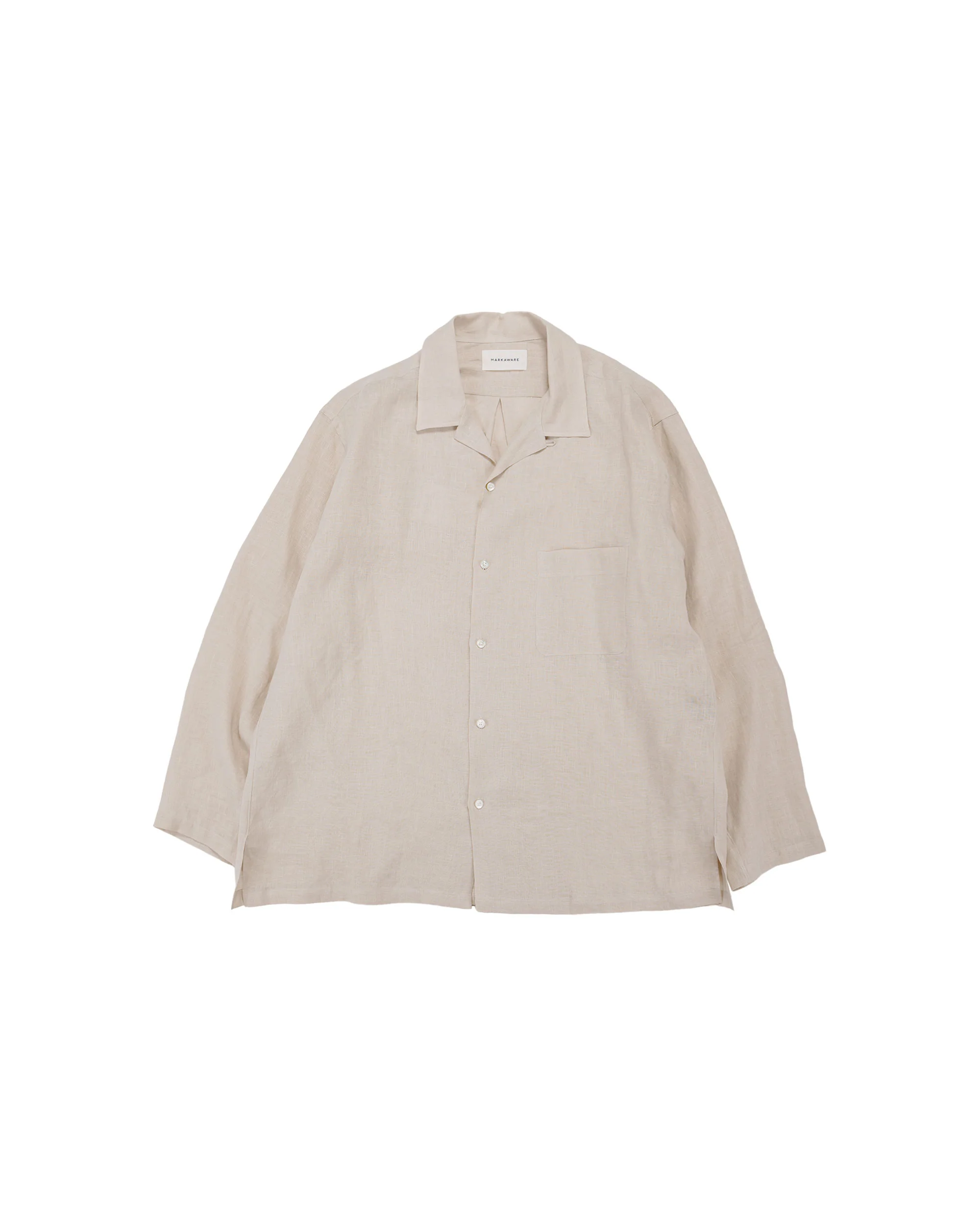 MARKAWARE Open Collar Shirt Hemp Shirting Taupe