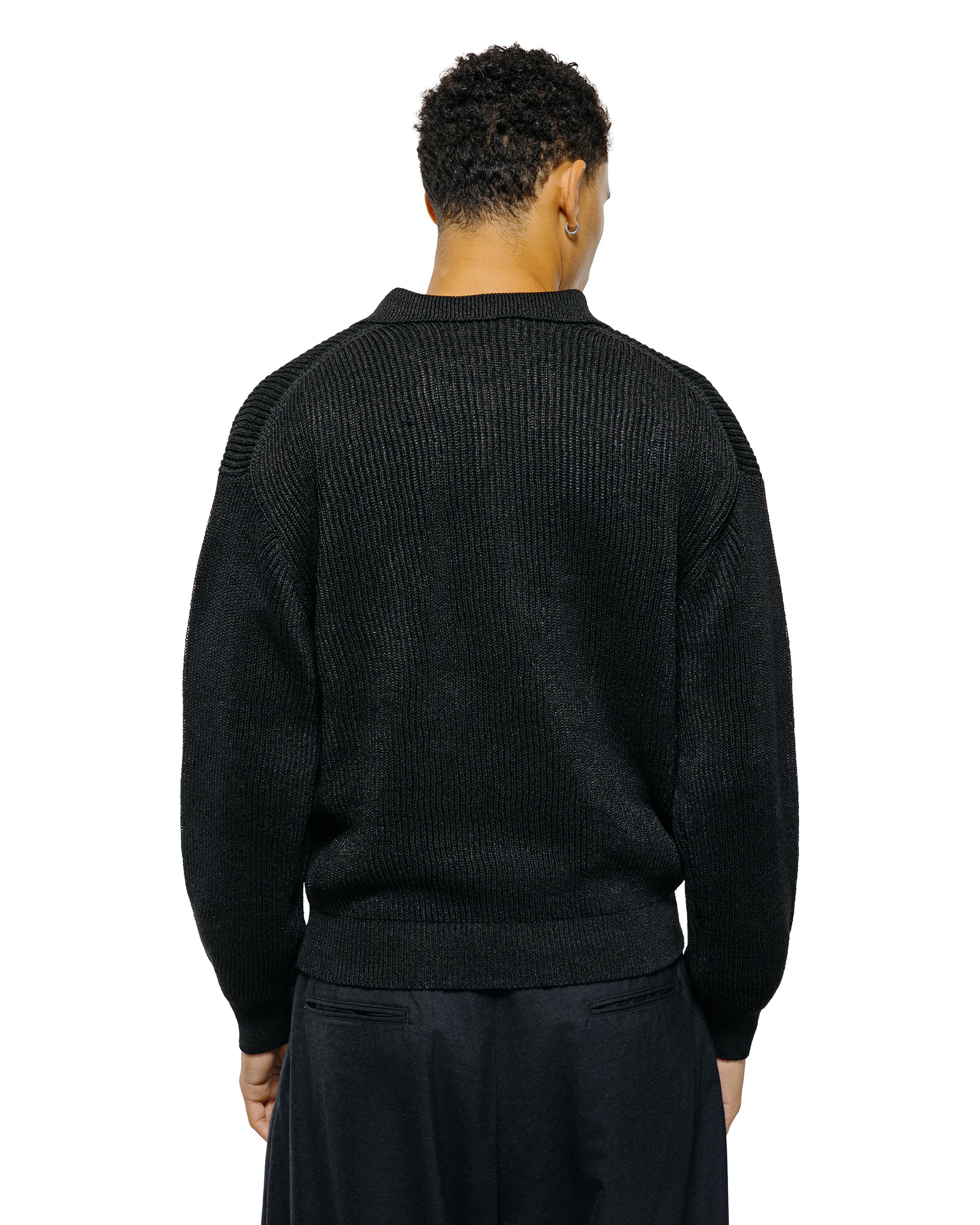 MARKAWARE Organic Cotton Japanese Paper Silk Yarn Skipper Rib Jumper Black - Image 3