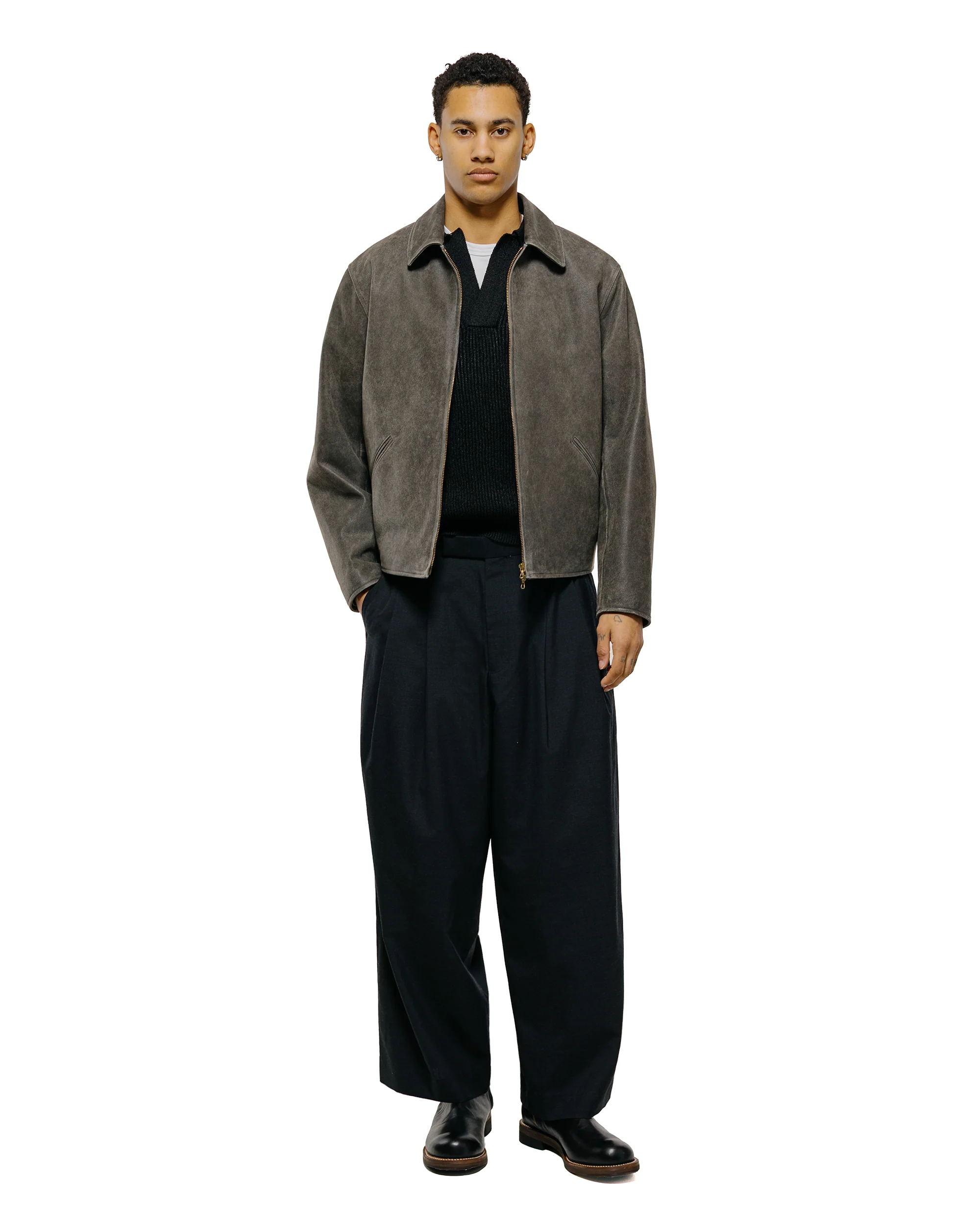 MARKAWARE Organic Cotton Japanese Paper Silk Yarn Skipper Rib Jumper Black - Image 4