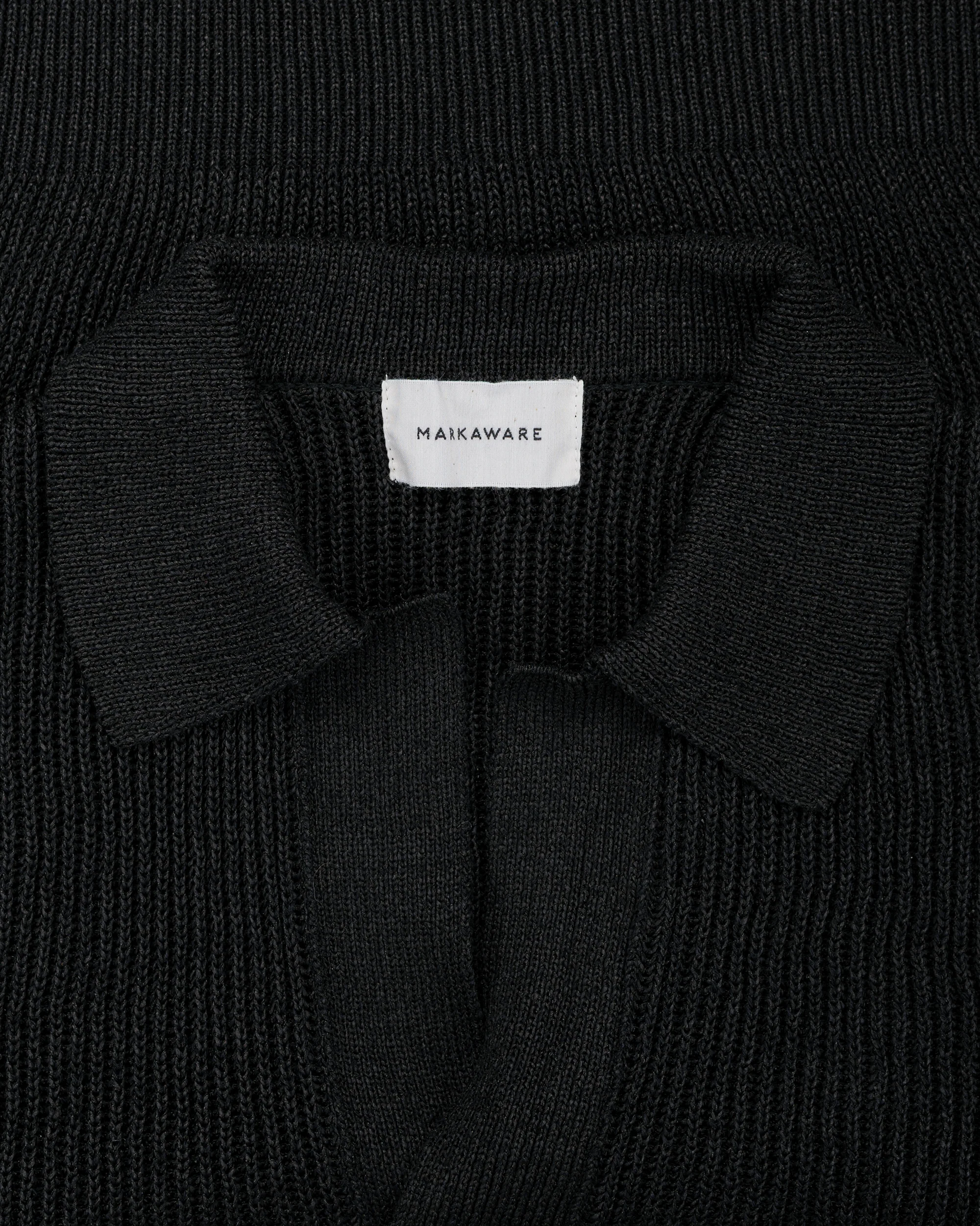 MARKAWARE Organic Cotton Japanese Paper Silk Yarn Skipper Rib Jumper Black - Image 5