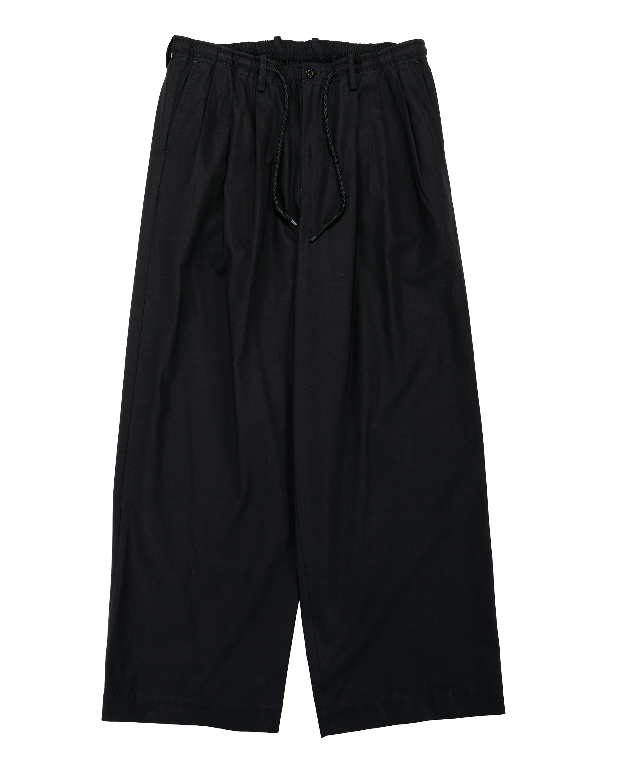 MARKAWARE Triple Pleated Easy Trousers Organic Cotton Voile Yarn Twill Black