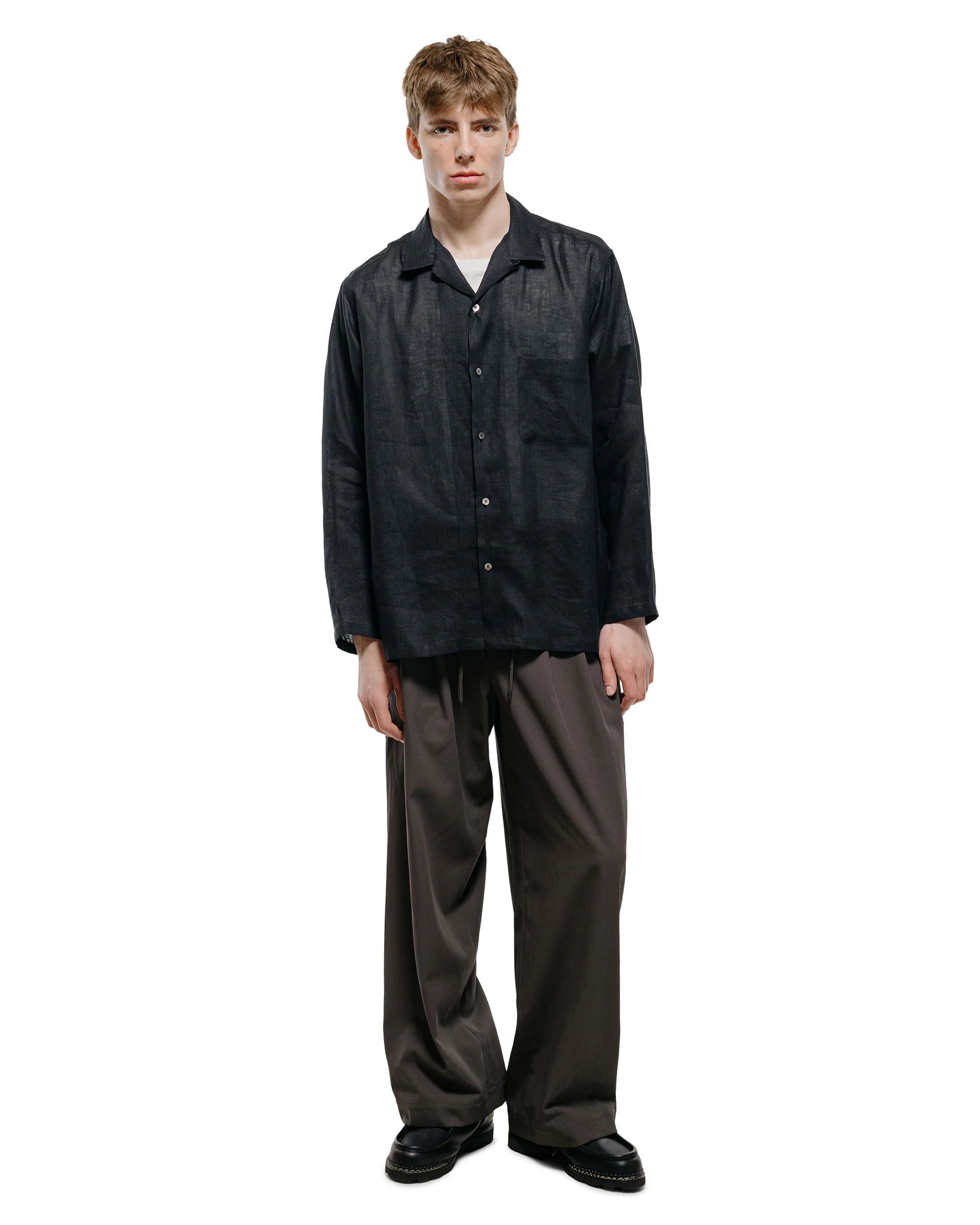 MARKAWARE Triple Pleated Easy Trousers Organic Cotton Voile Yarn Twill Charcoal - Image 5