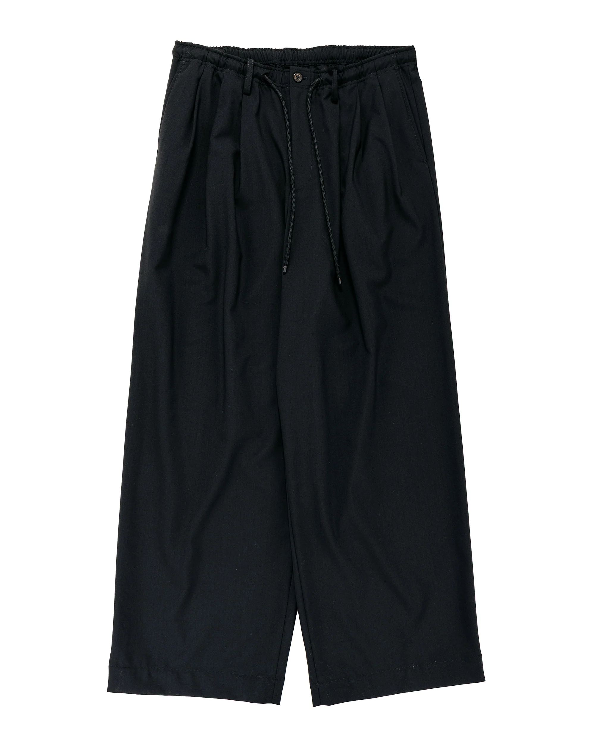 MARKAWARE Triple Pleated Easy Trousers Organic Wool 2/80 Tropical Black