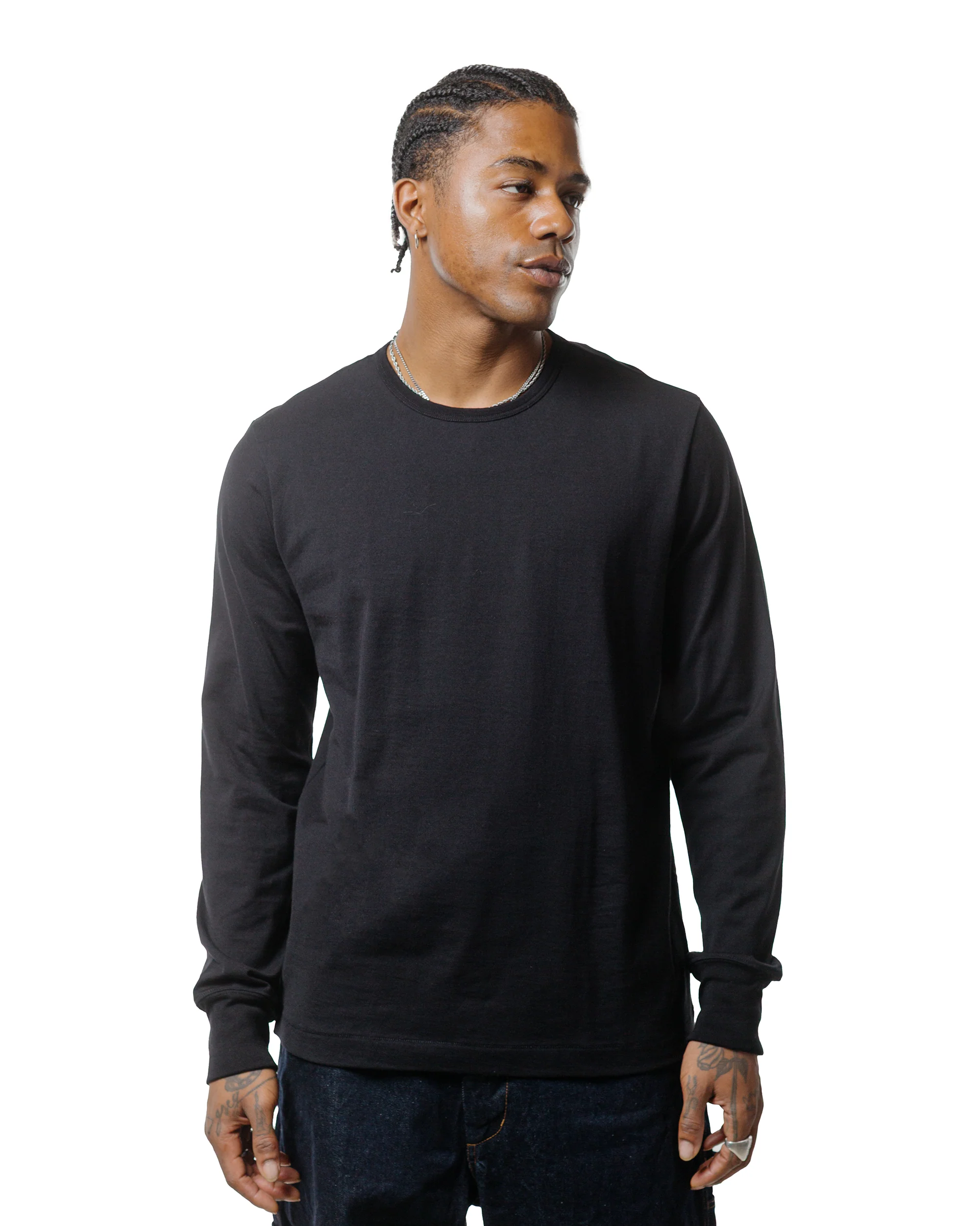 Merz B. Schwanen 2M15LS Vintage Machine Refined T-Shirt Deep Black - Image 2