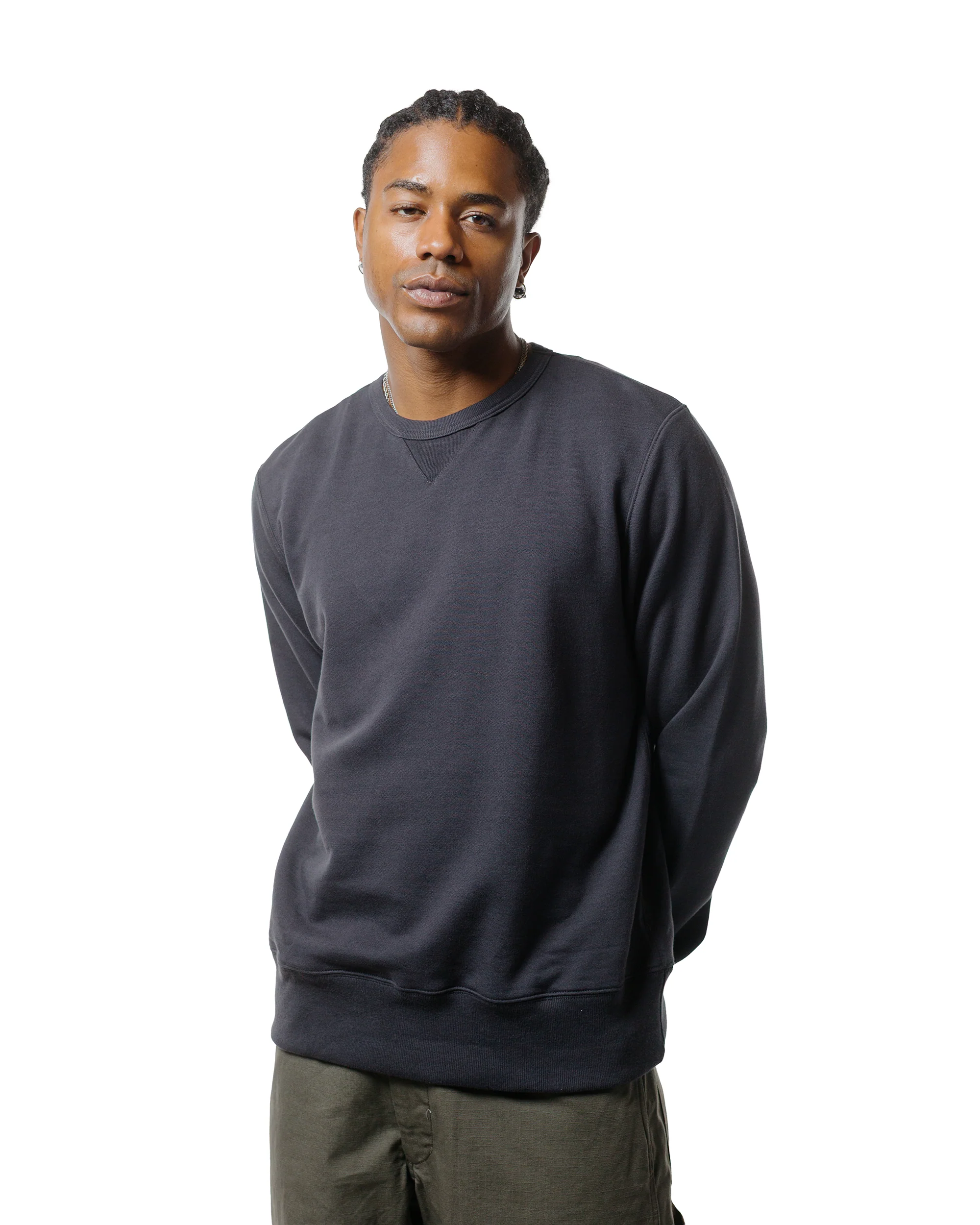 Merz B. Schwanen 3M46 Vintage Machine Fleece Sweatshirt Charcoal - Image 2
