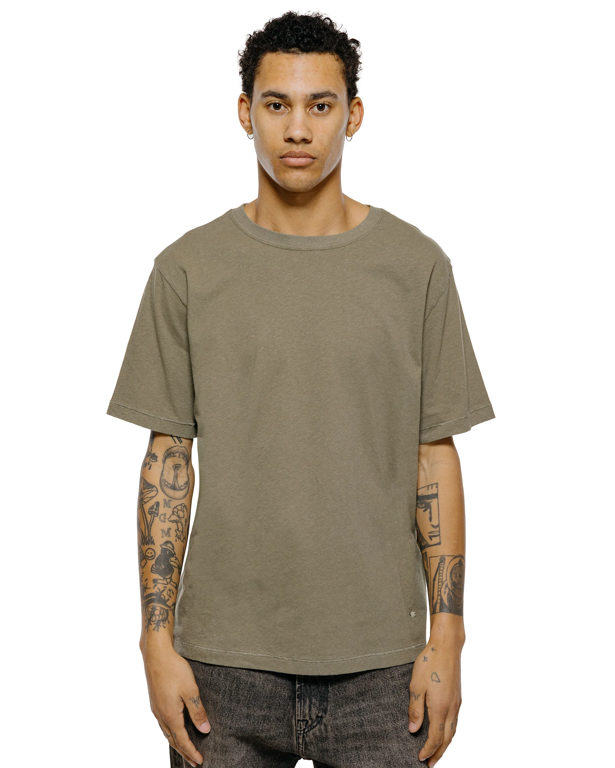 Merz B. Schwanen HPT01 Cotton Hemp T-Shirt Light Army - Image 2