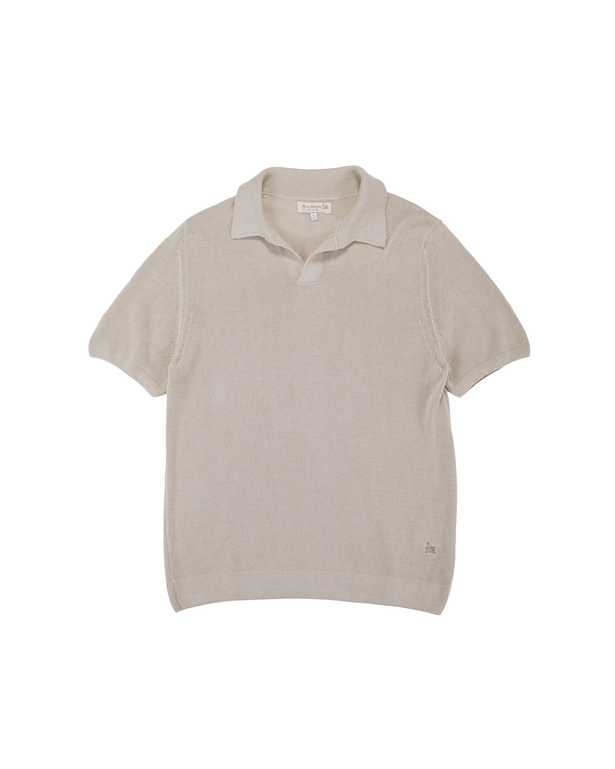 Merz B. Schwanen KNITPOLO02 Cotton Short Sleeve Polo Shirt Sand
