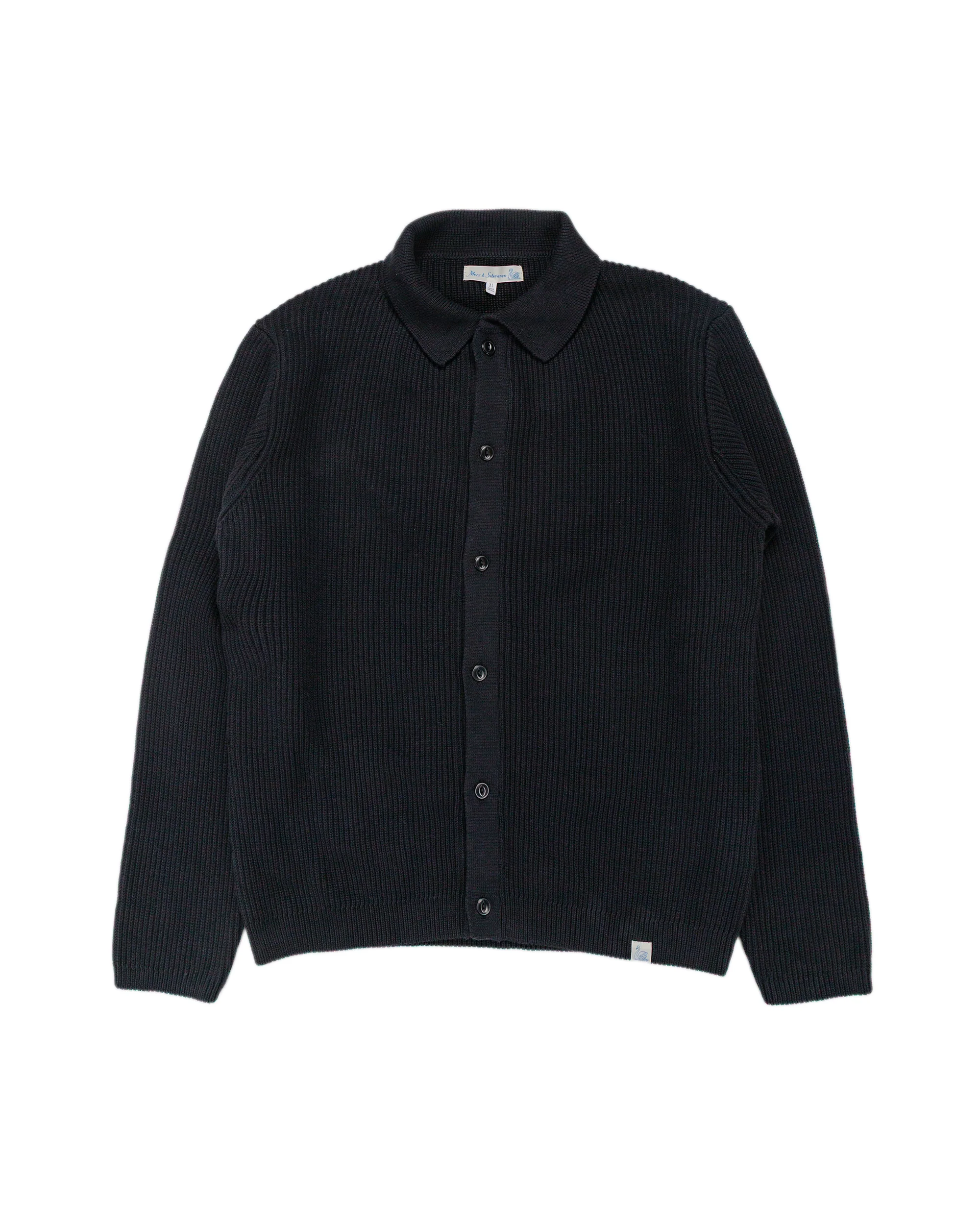 Merz B. Schwanen KNITSHIRT05 Ribbed Knitshirt Deep Black