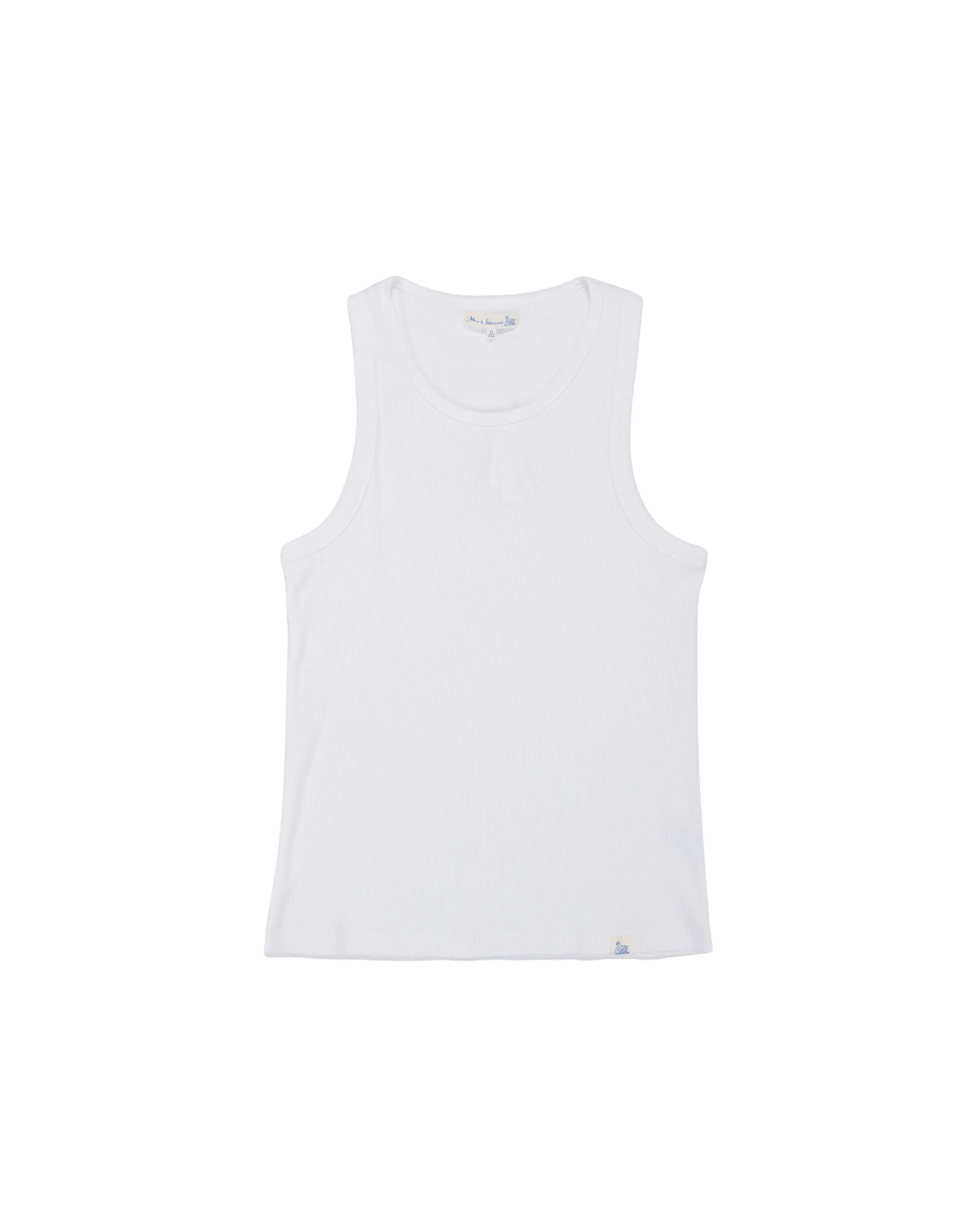 Merz B. Schwanen RIBTANK01 Iconic Ribbed Cotton Tank Top White