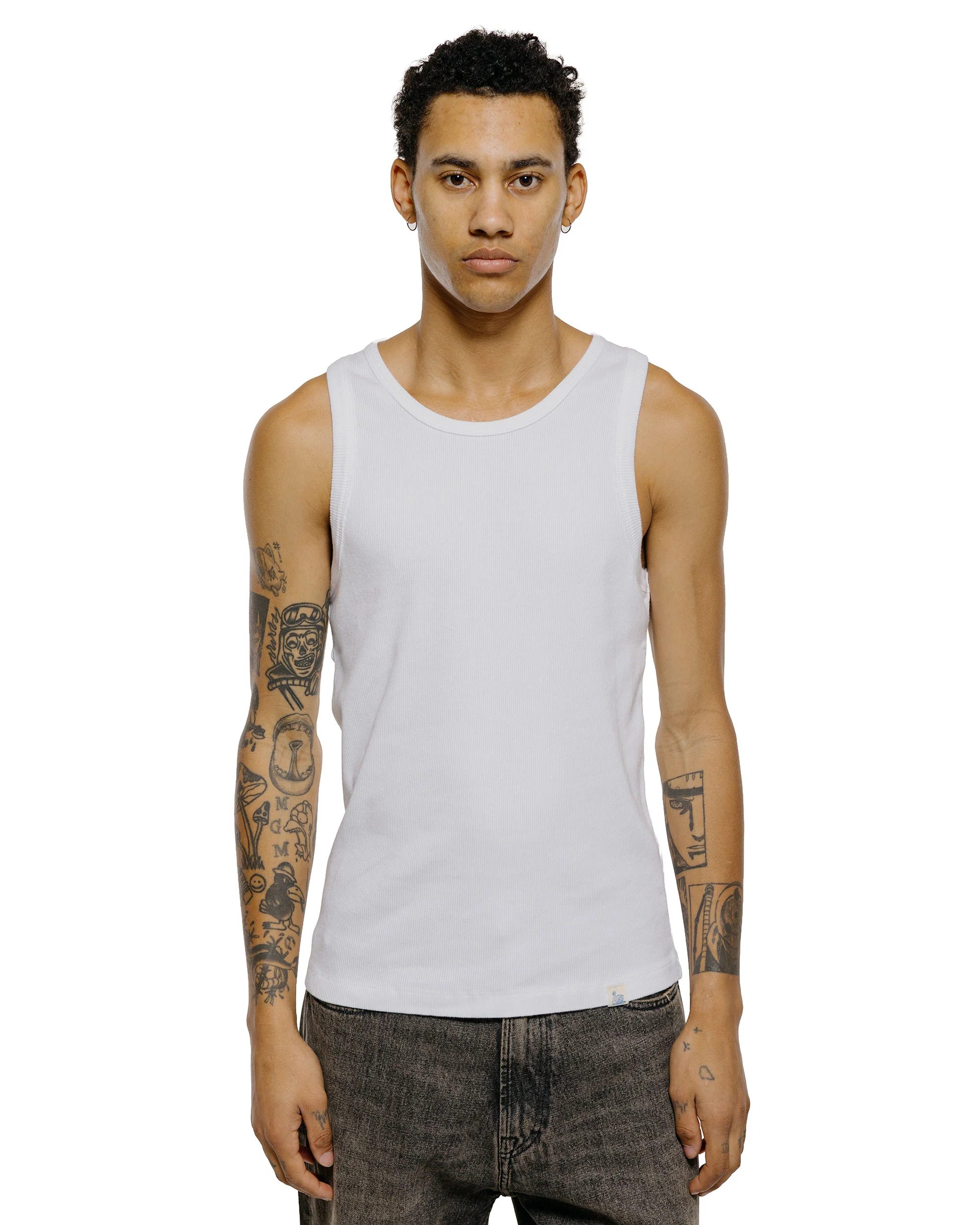 Merz B. Schwanen RIBTANK01 Iconic Ribbed Cotton Tank Top White - Image 2