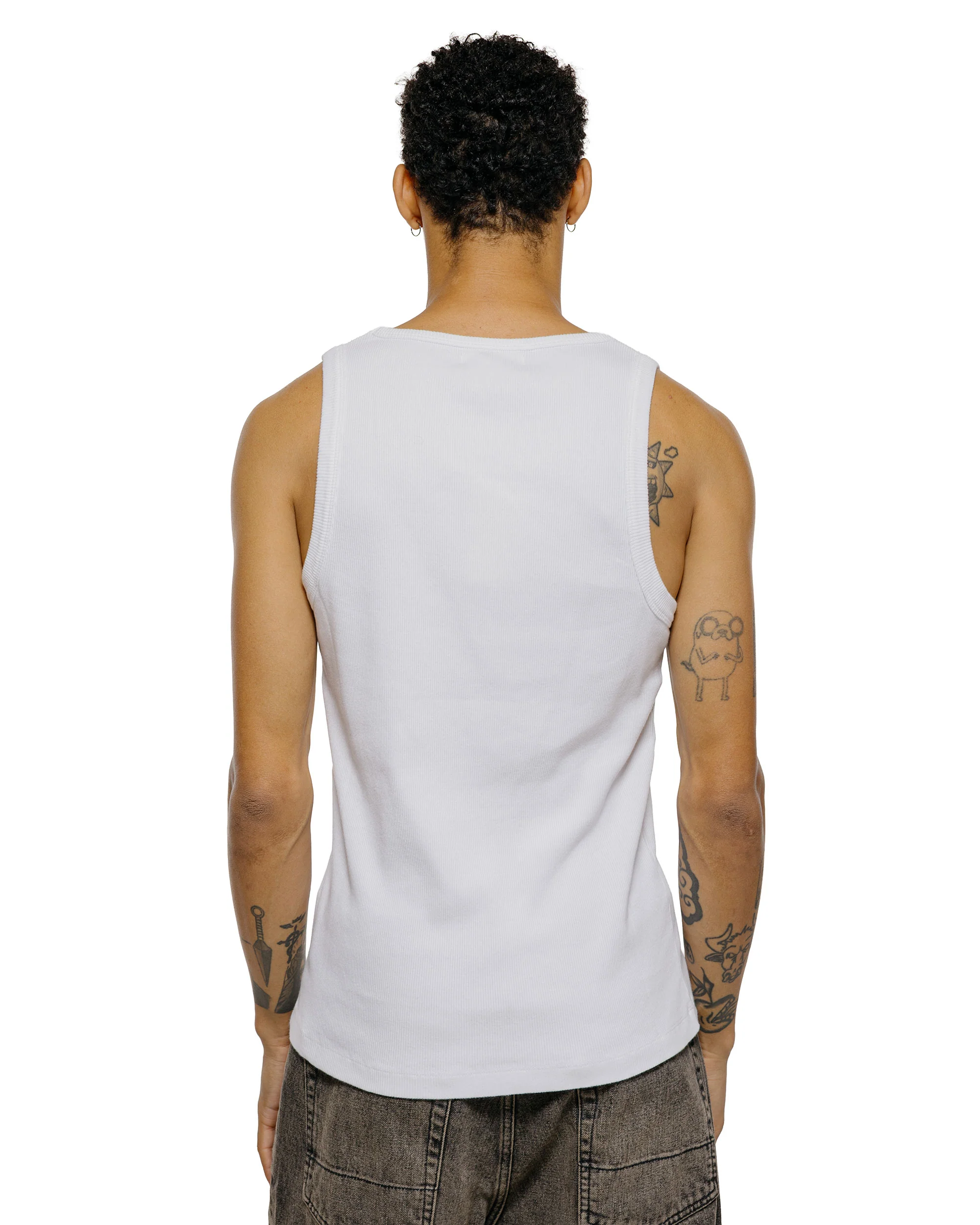 Merz B. Schwanen RIBTANK01 Iconic Ribbed Cotton Tank Top White - Image 3
