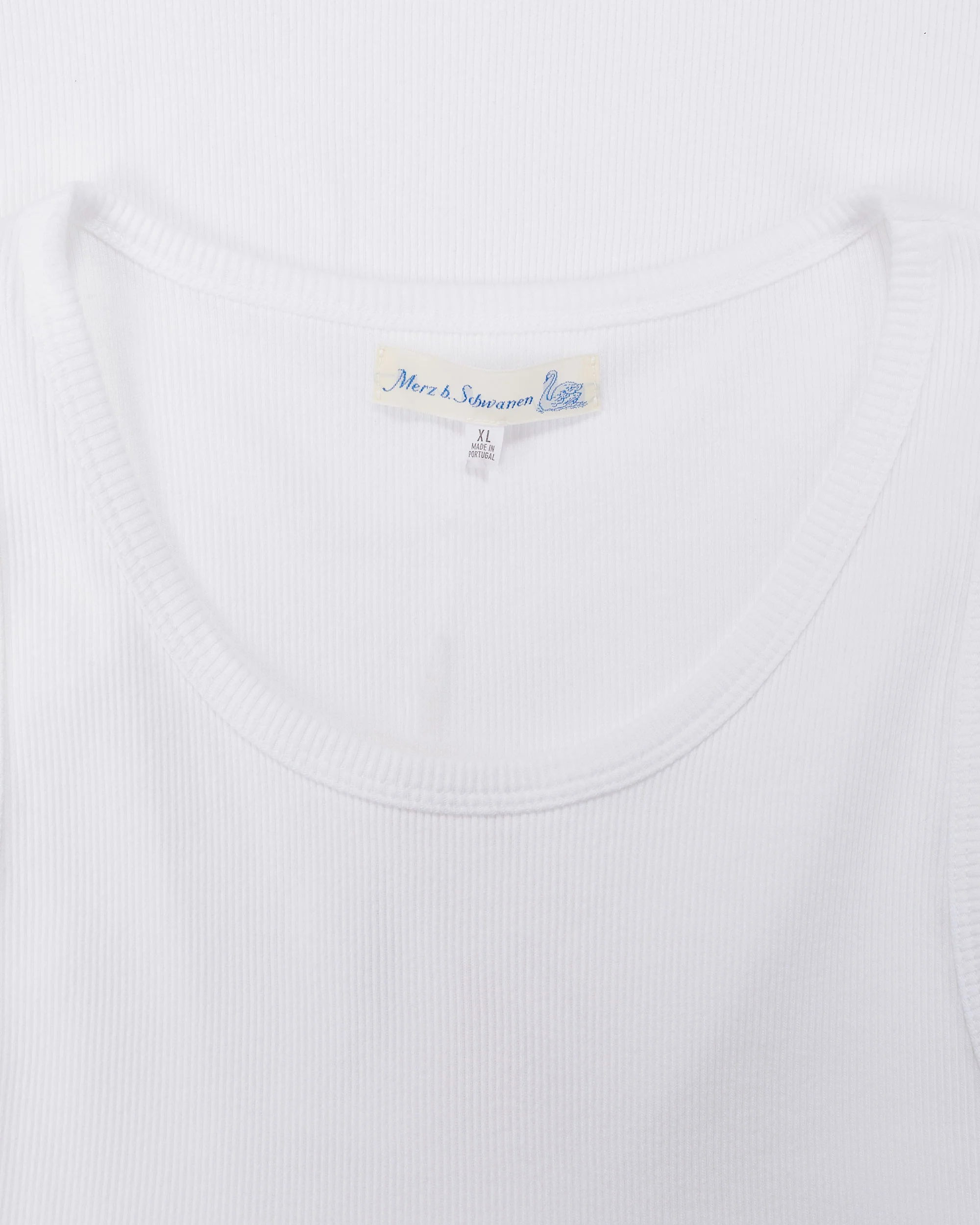 Merz B. Schwanen RIBTANK01 Iconic Ribbed Cotton Tank Top White - Image 4