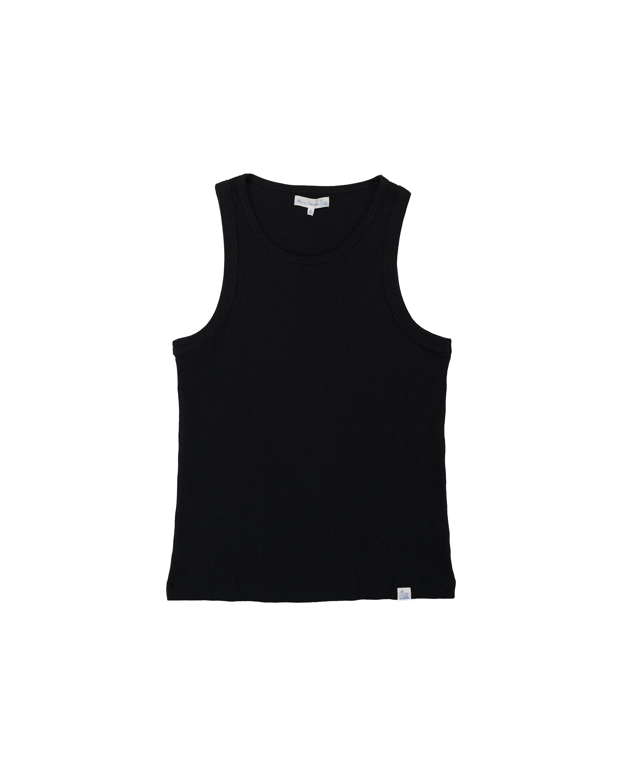 Merz B. Schwanen RIBTANK01 Iconic Ribbed Cotton Tank Top Deep Black