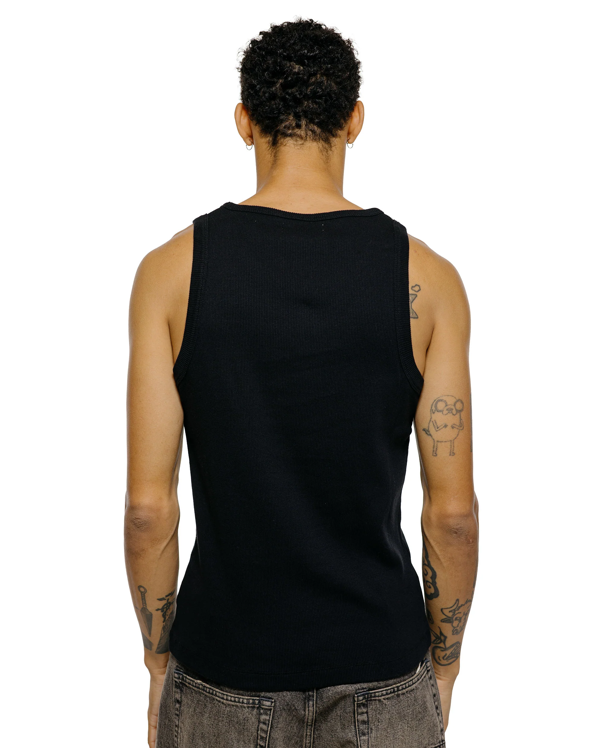 Merz B. Schwanen RIBTANK01 Iconic Ribbed Cotton Tank Top Deep Black - Image 3