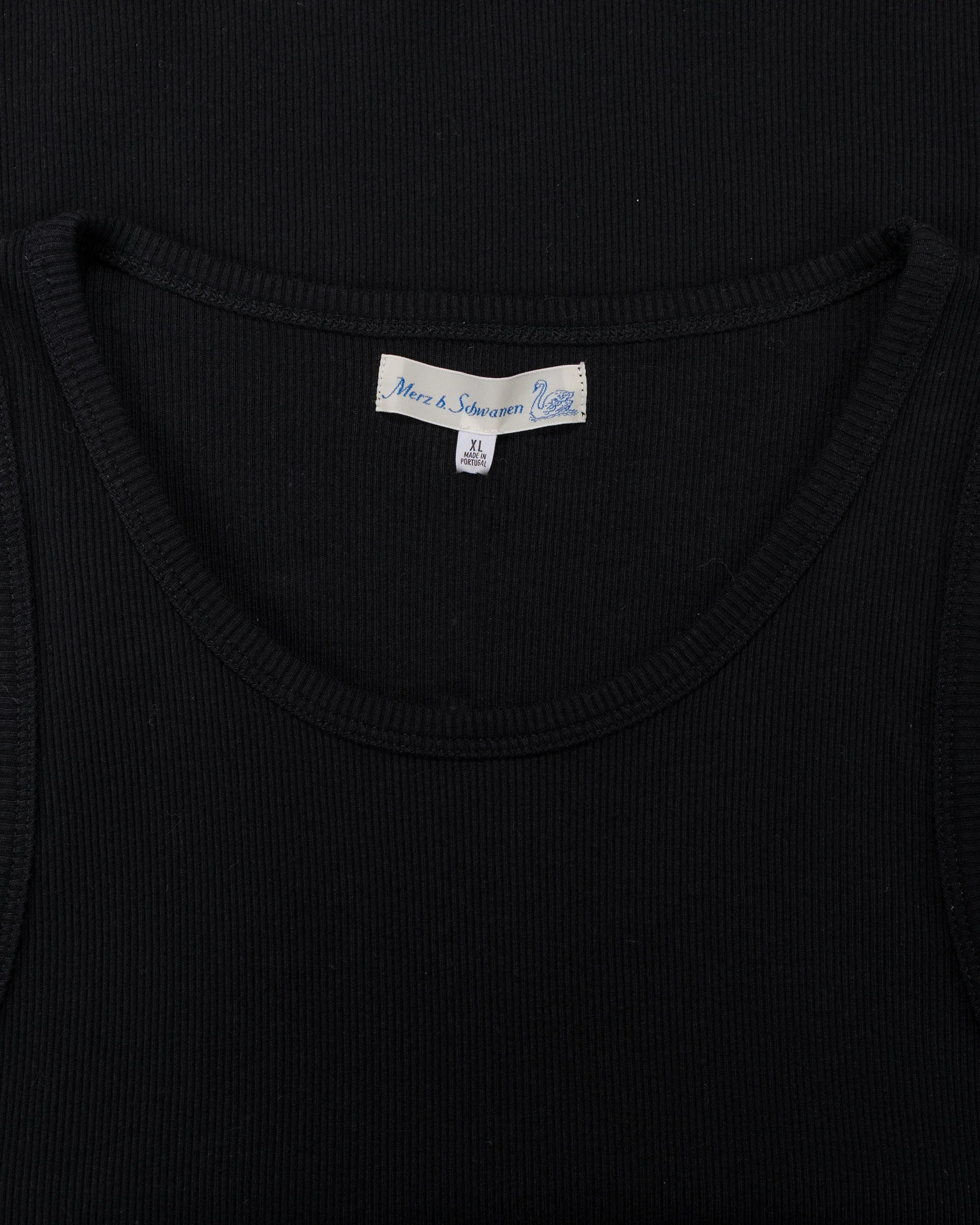 Merz B. Schwanen RIBTANK01 Iconic Ribbed Cotton Tank Top Deep Black - Image 4