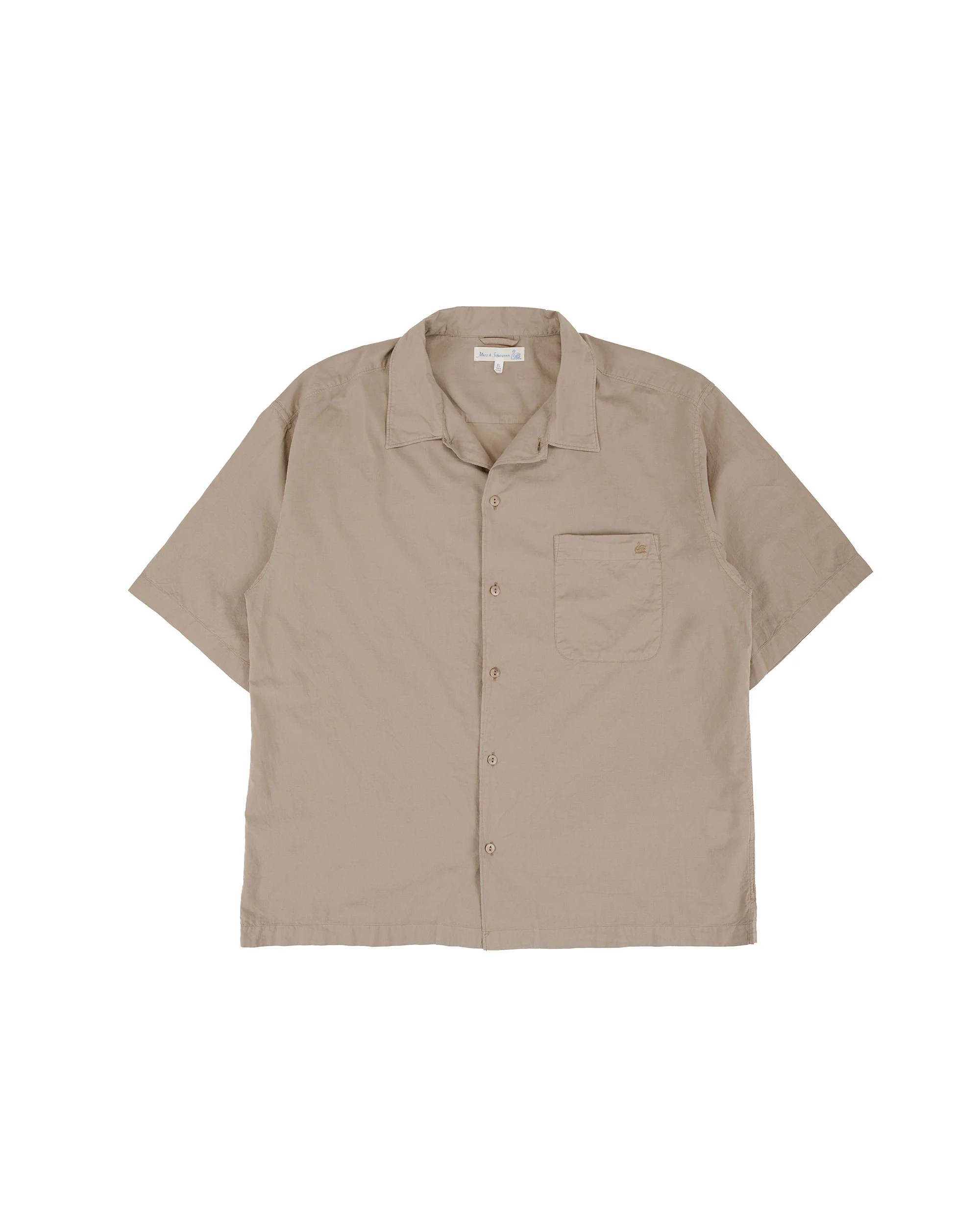 Merz B. Schwanen SHIRT09LP Unisex Short Sleeve Cotton Poplin Shirt Faded Grain