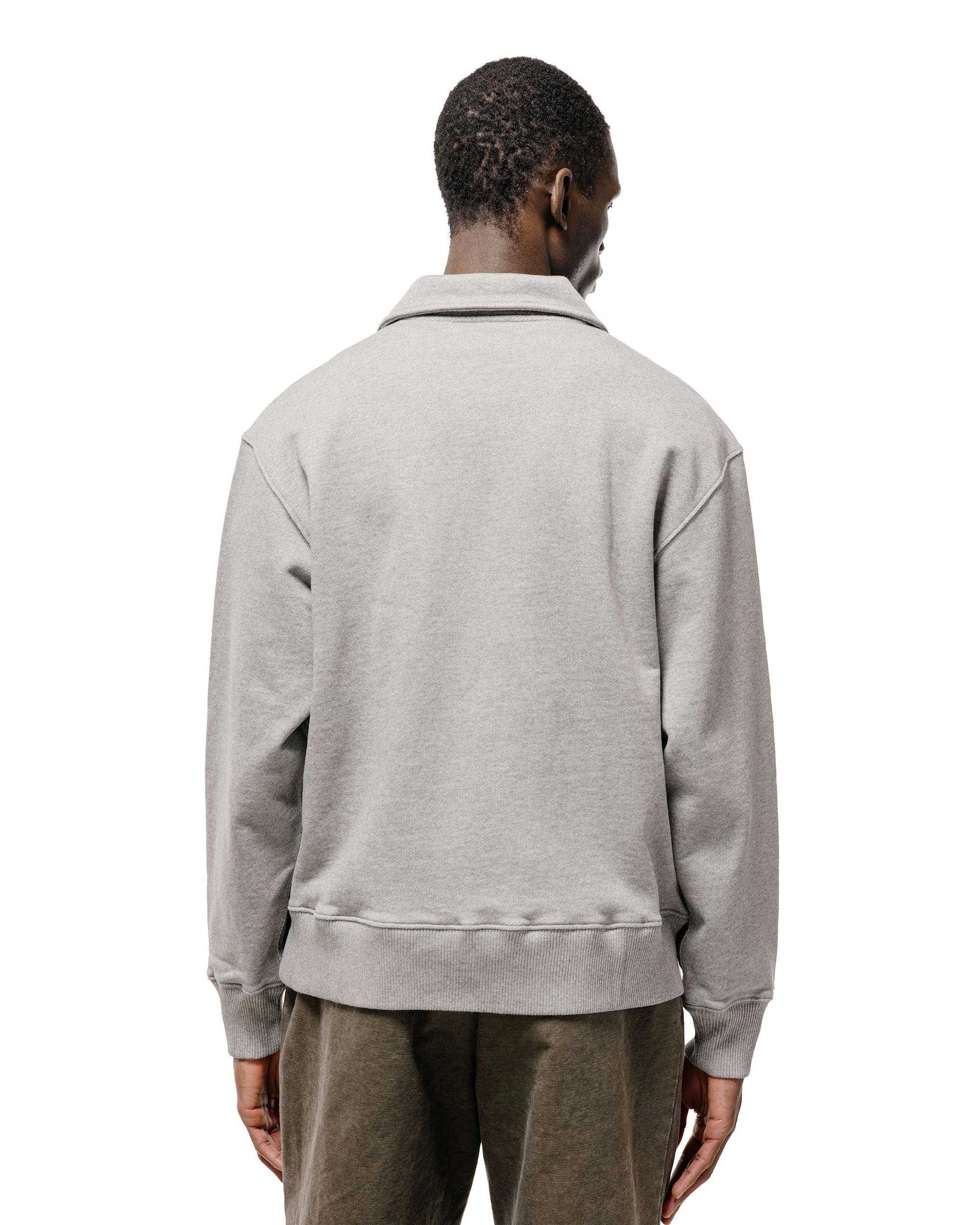 Merz B. Schwanen ZIP03 Authentic Fleece Polo Collared Half-Zip Cotton Sweatshirt Grey - Image 4