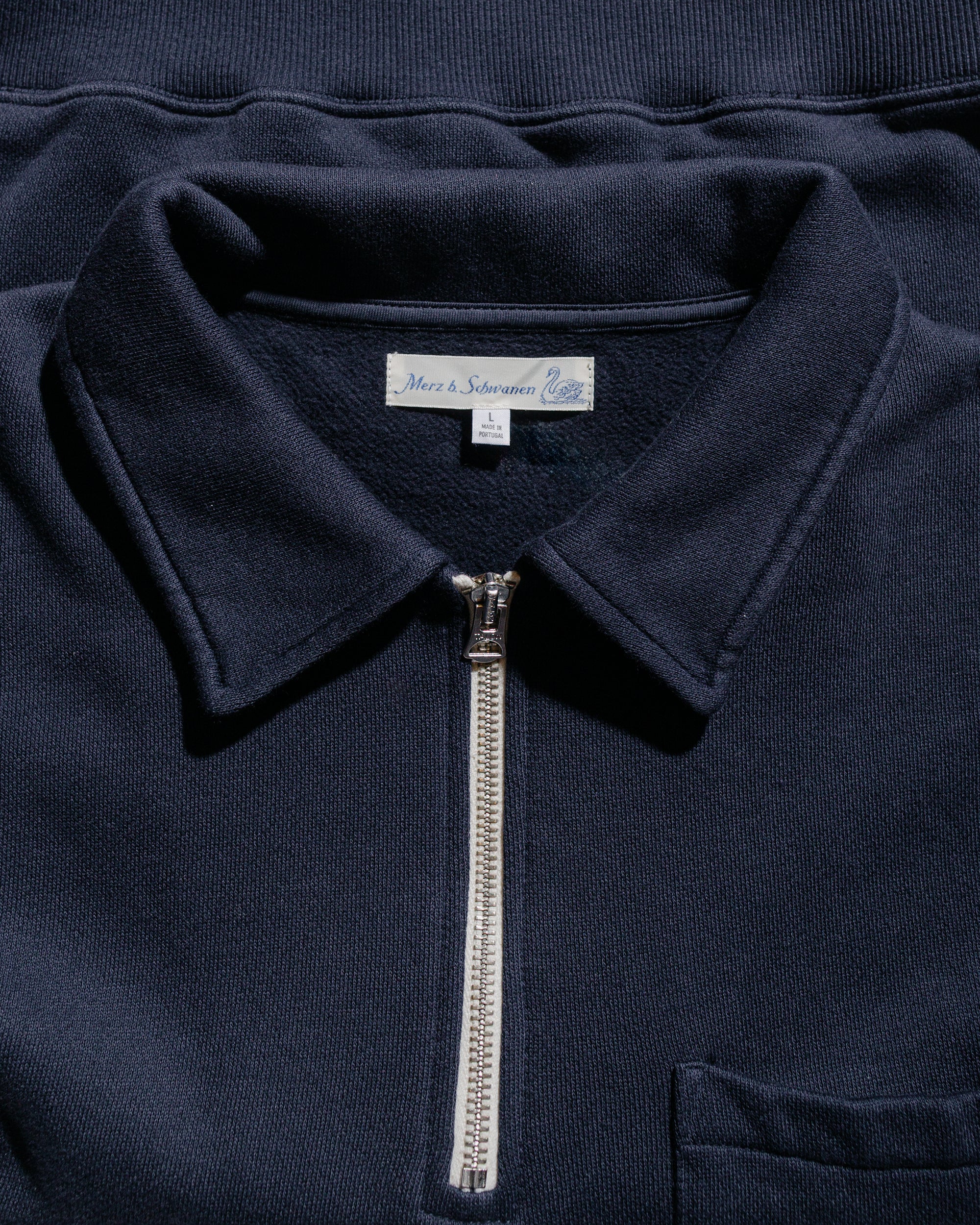Merz B. Schwanen ZIPC01 Zip Collar Sweatshirt Dark Navy - Image 4