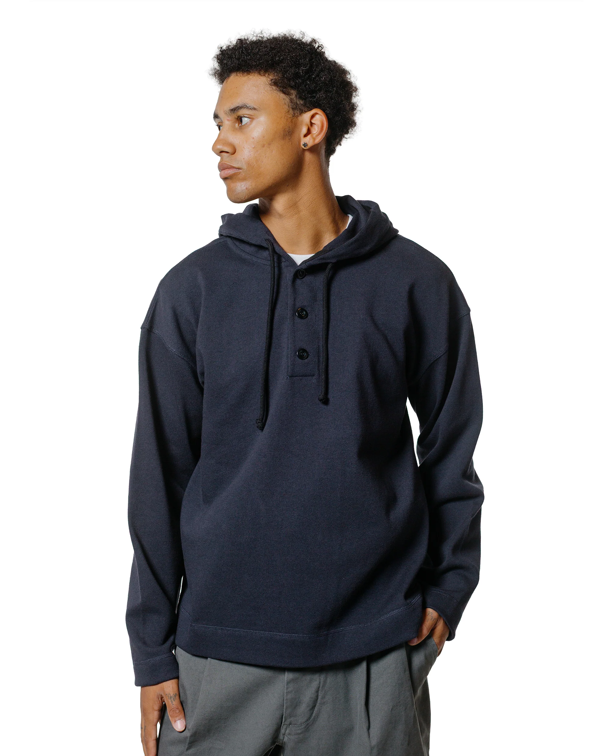 MHL Button Hoodie Open End Jersey Ink - Image 2