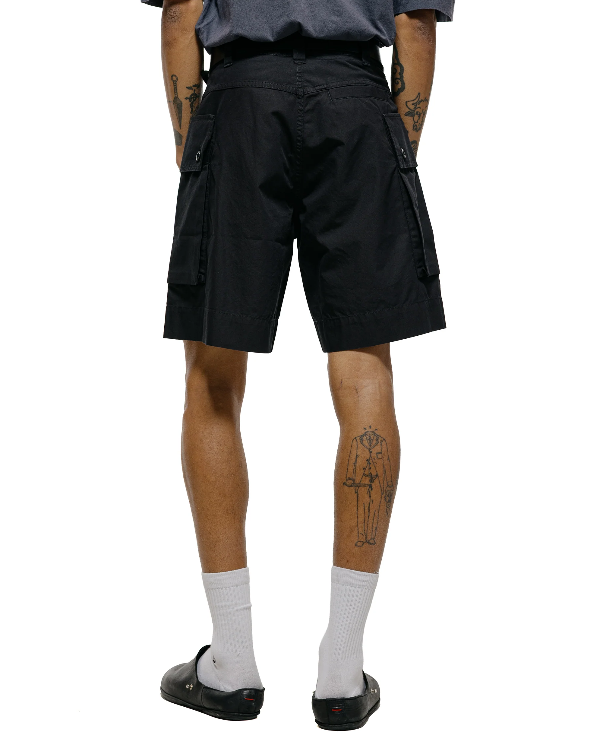 MHL Cargo Pocket Shorts Cotton Nylon Poplin Black - Image 3