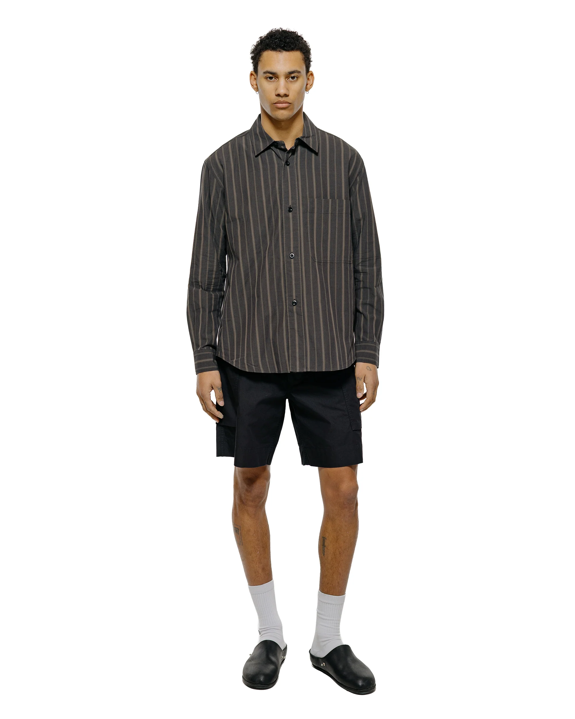 MHL Cargo Pocket Shorts Cotton Nylon Poplin Black - Image 4