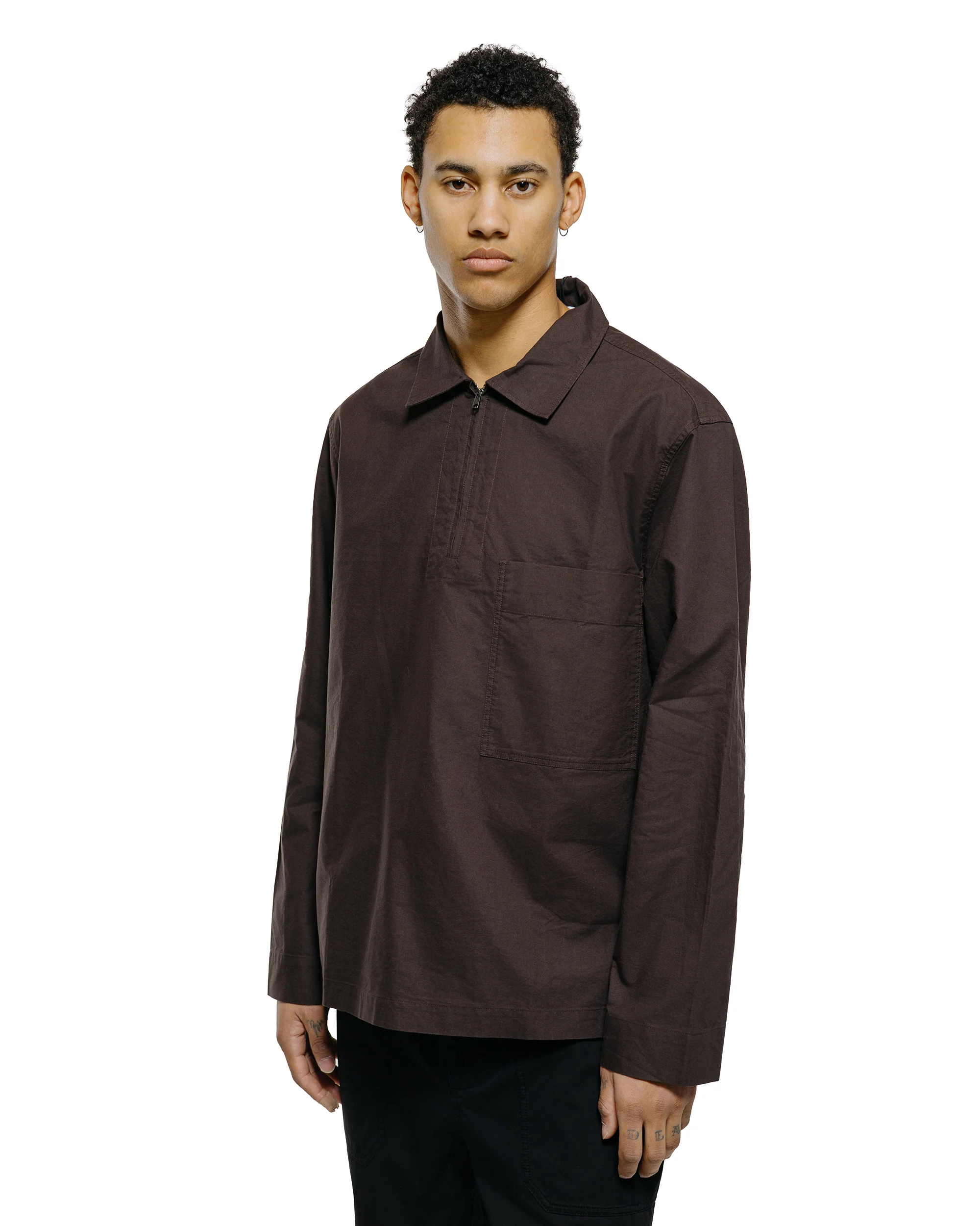 MHL Long Sleeve Half Zip Shirt Cotton Canvas Shirting Earth - Image 2